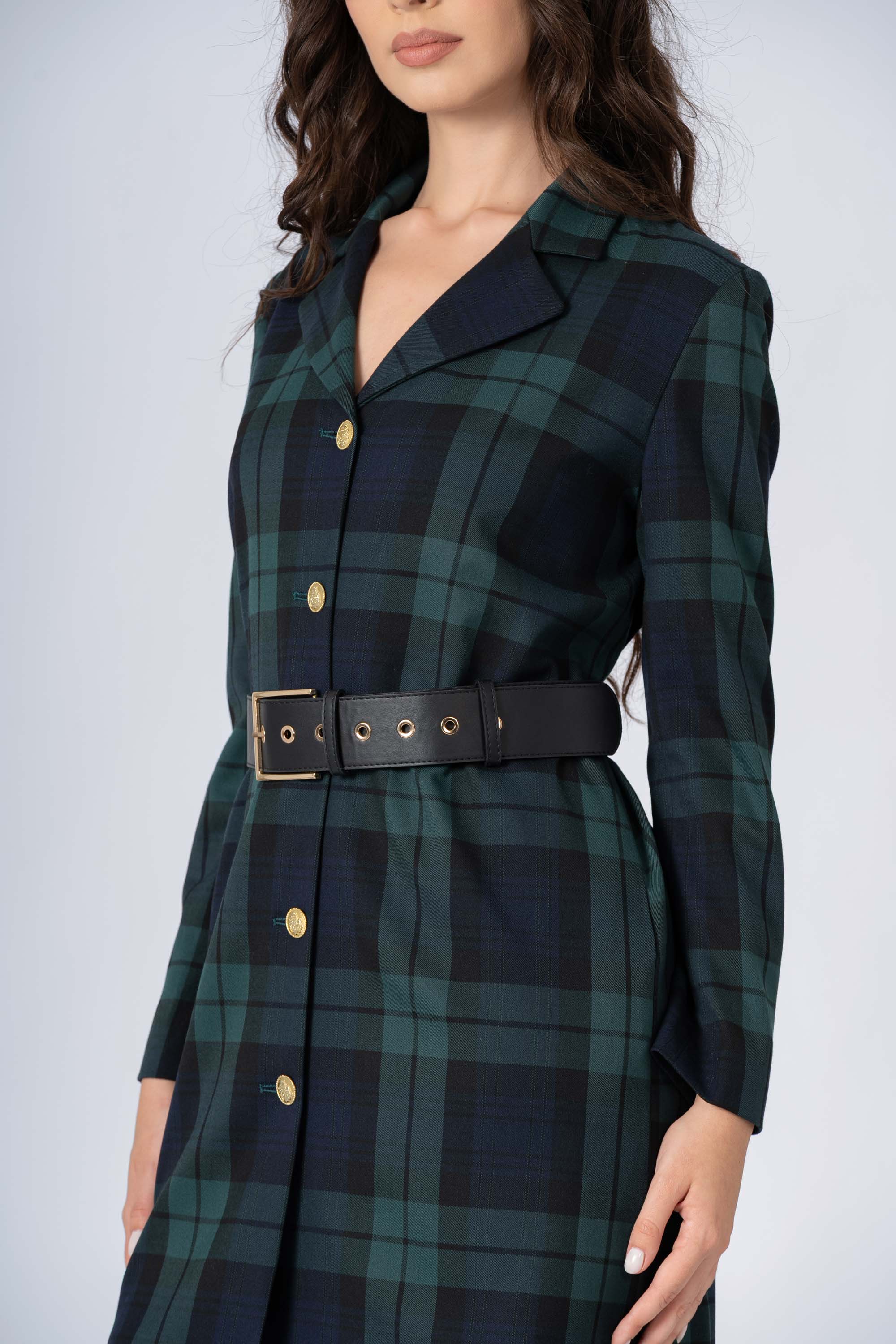 Abito corto tartan con cintura - ABITO A QUADRI DAEAX - Image 3