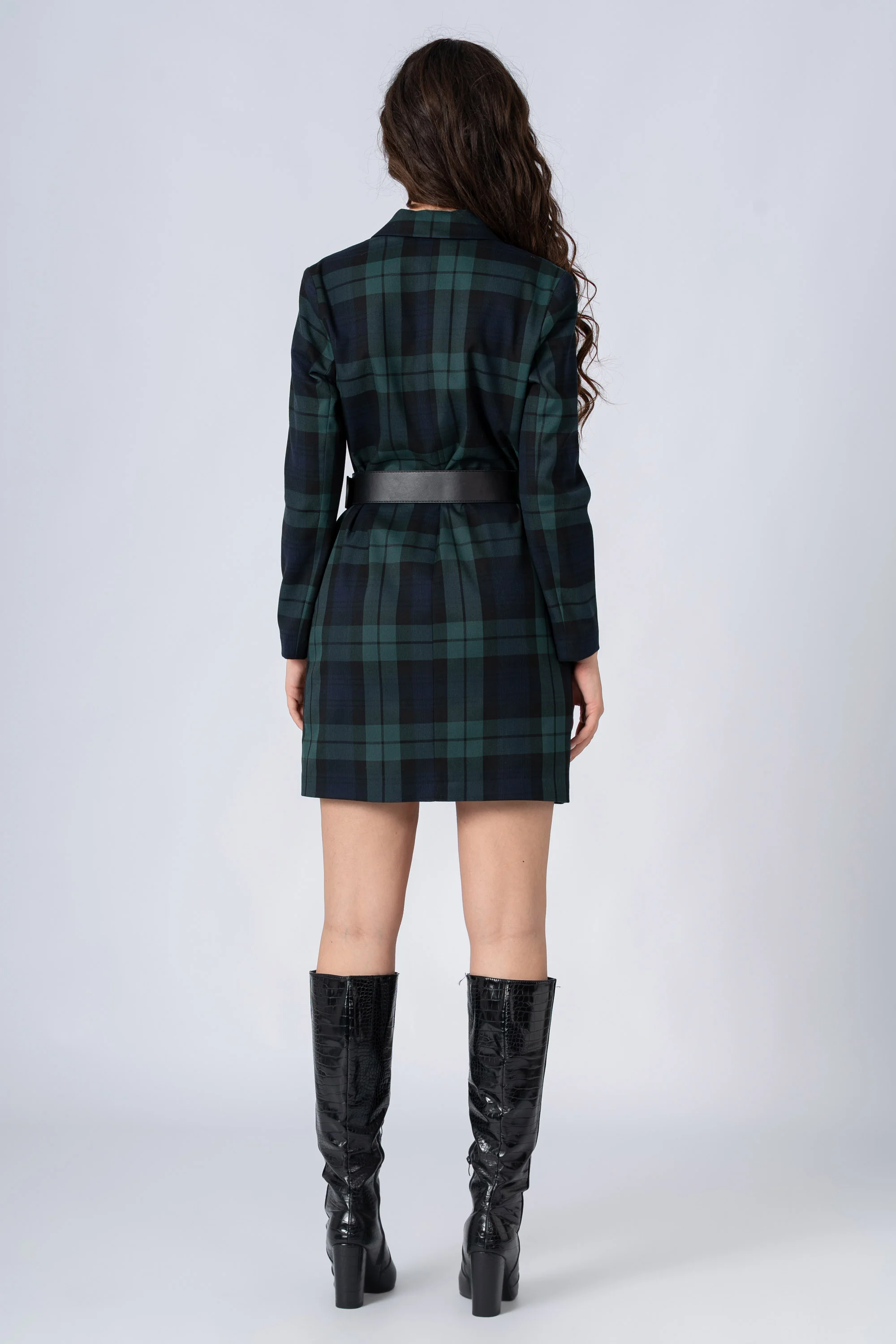 Abito corto tartan con cintura - ABITO A QUADRI DAEAX - Image 4