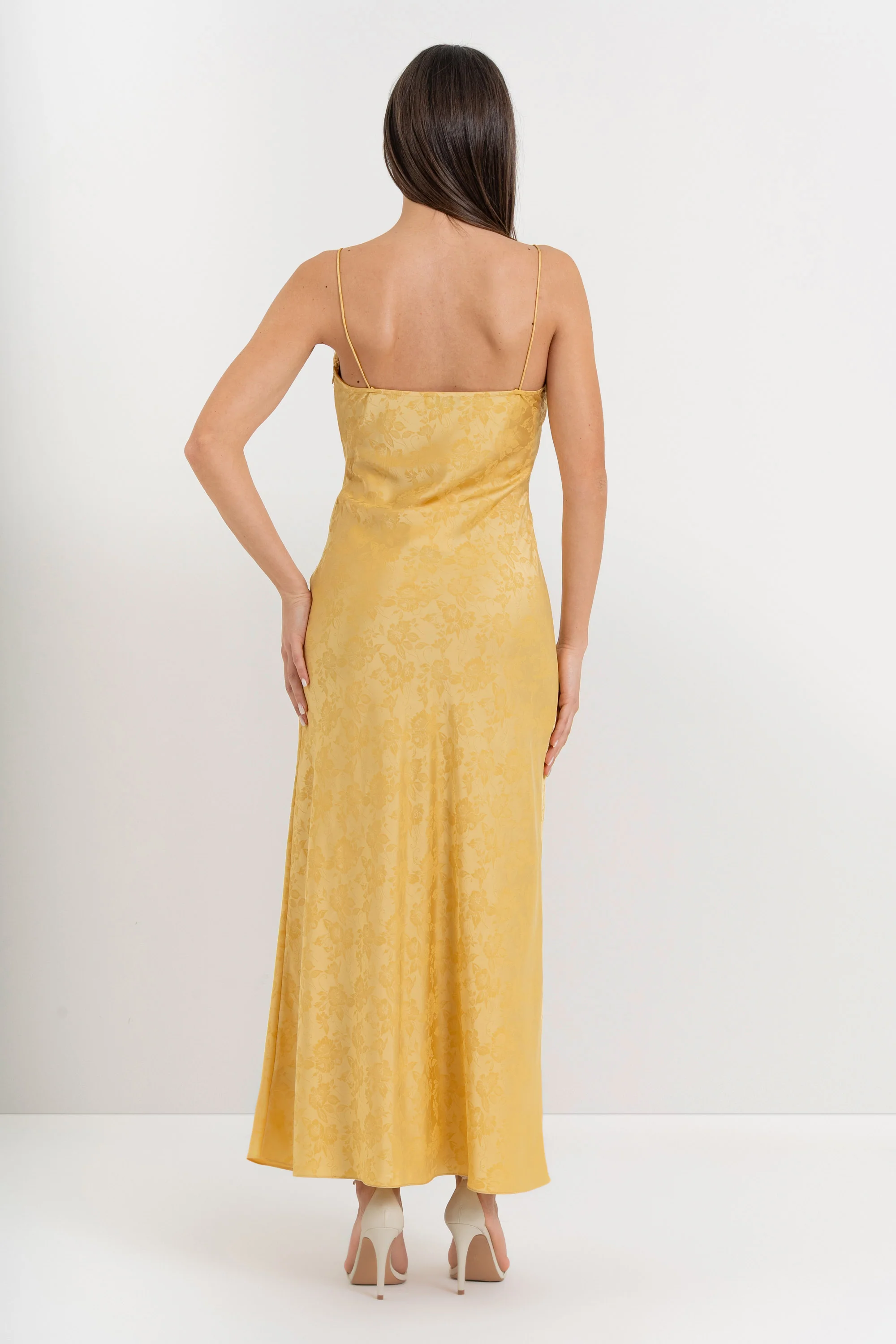 Abito lungo con spalline sottili in jacquard floreale - Abito WILWELLX - Image 4