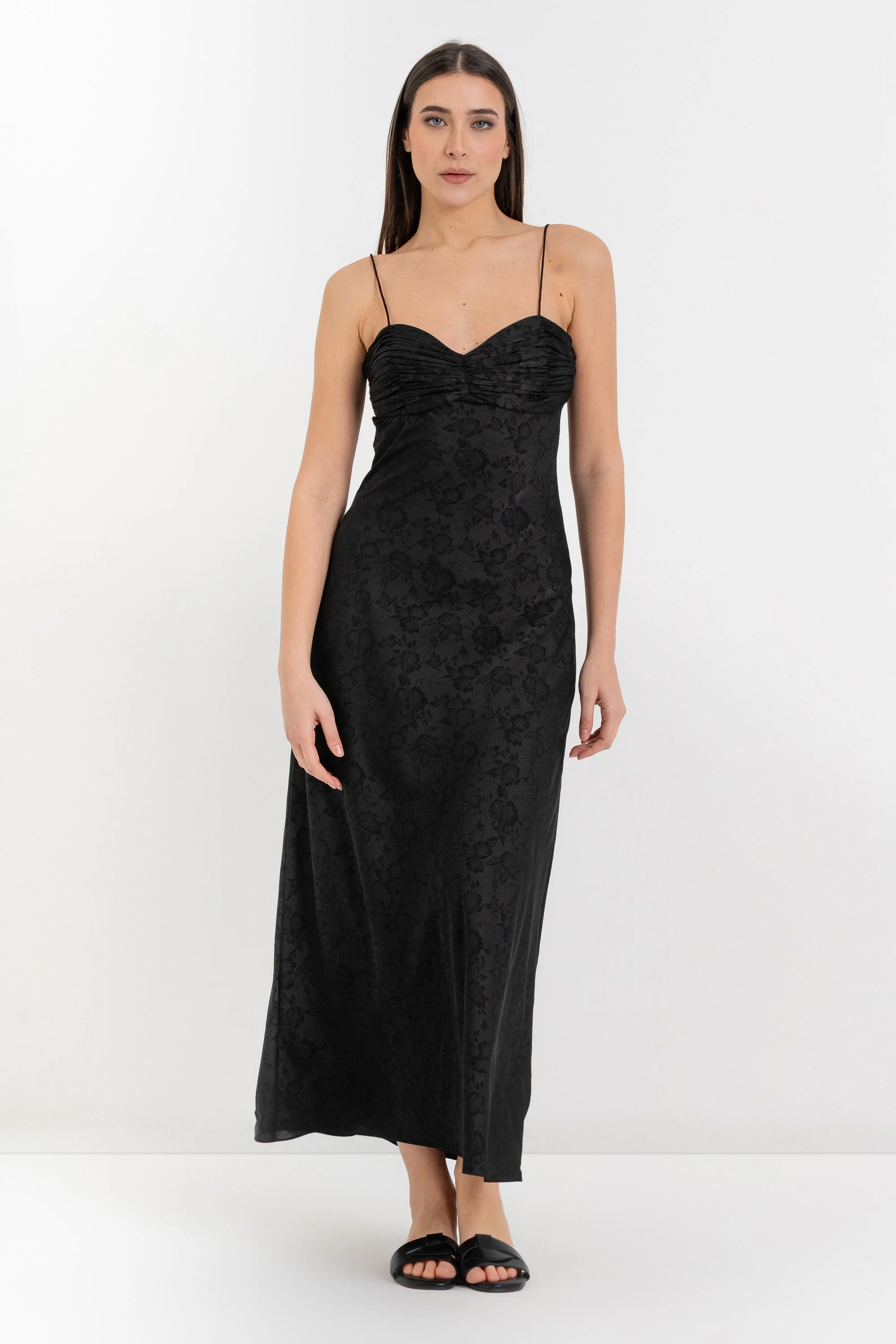 Abito lungo con spalline sottili in jacquard floreale - Abito WILWELLX - Image 5