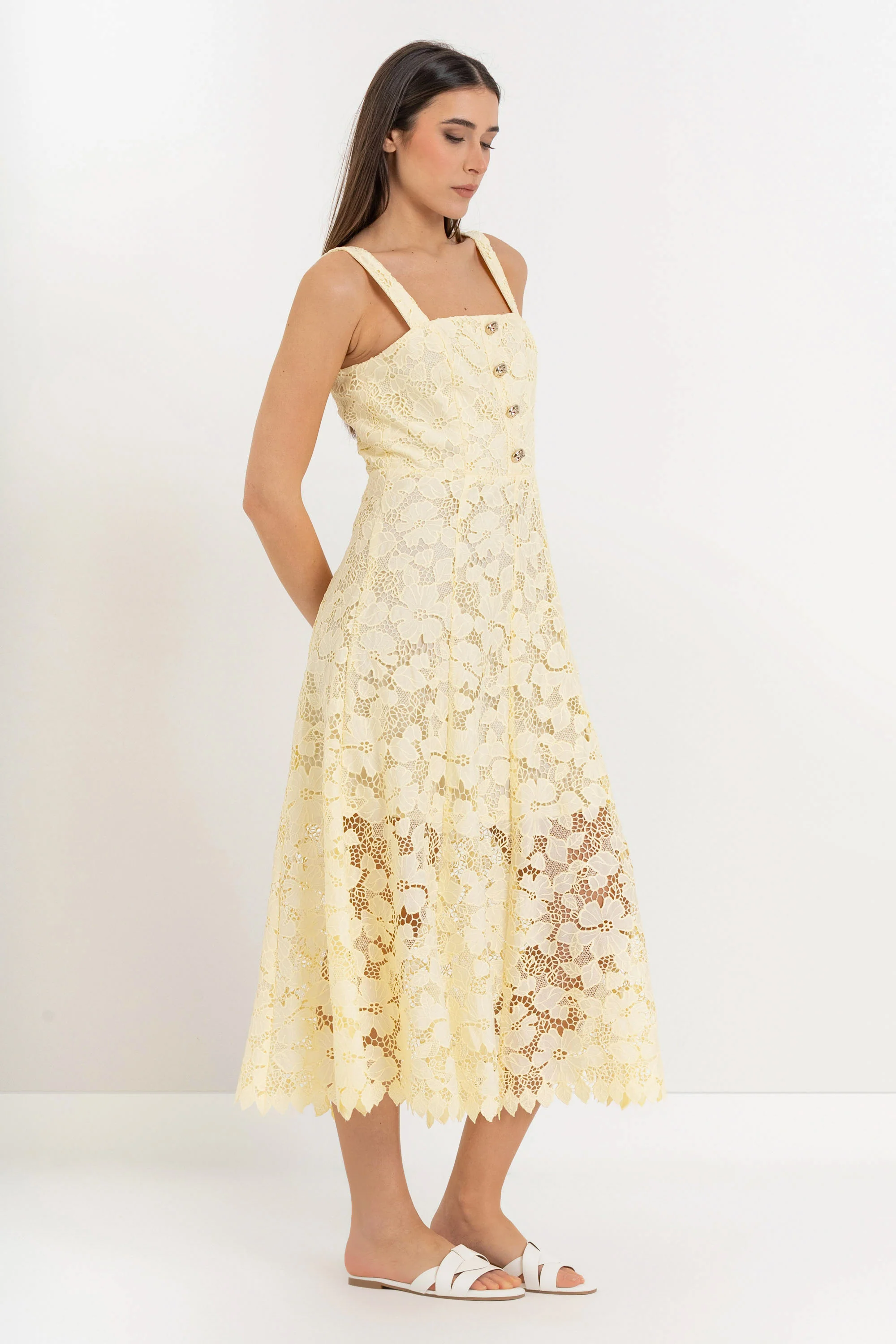 Abito midi con pizzo - Abito LENARELX