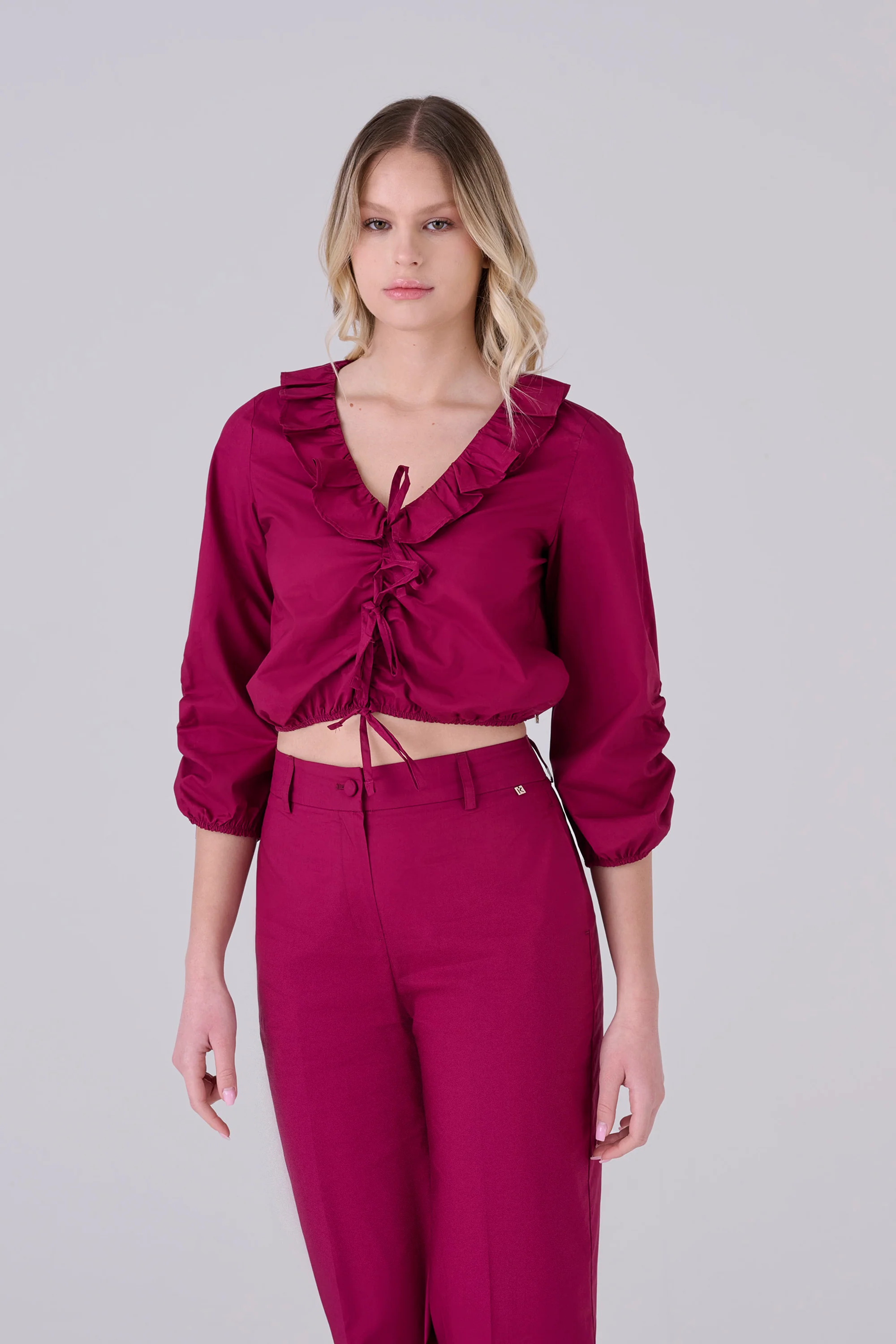 Blusa in cotone con laccetti - BLUSA PELEOX