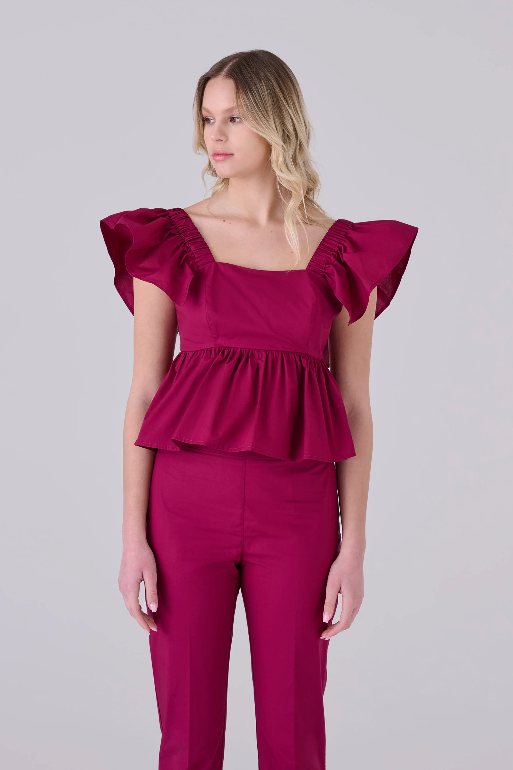 Blusa in cotone con volant - TOP PELINOX