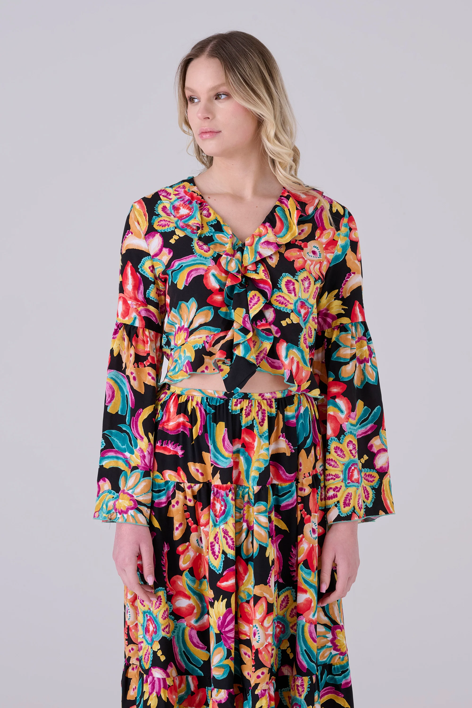 Blusa crop floreale - Blusa OLIVANAX