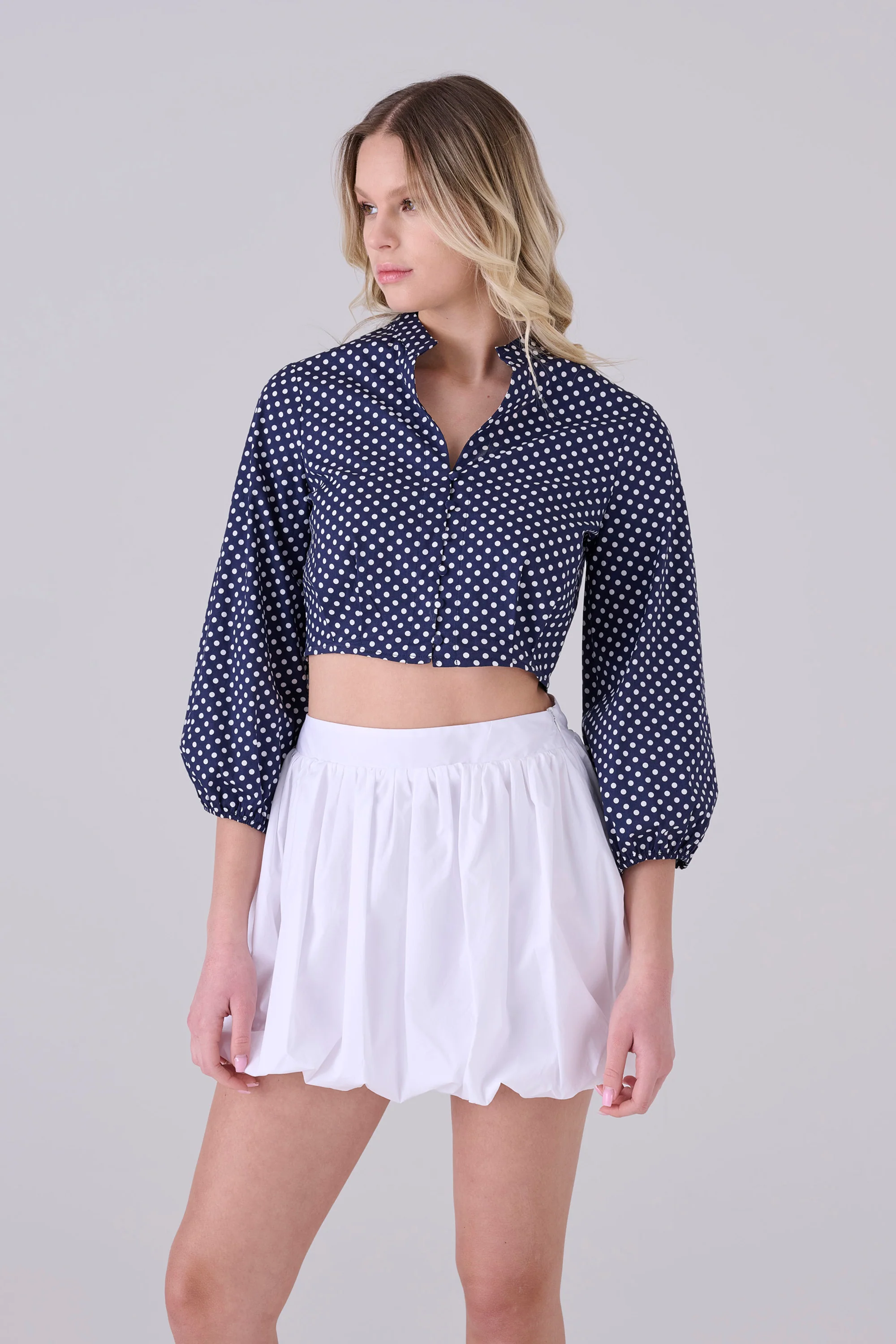 Blusa crop pois - BLUSA A POIS GAYSAX