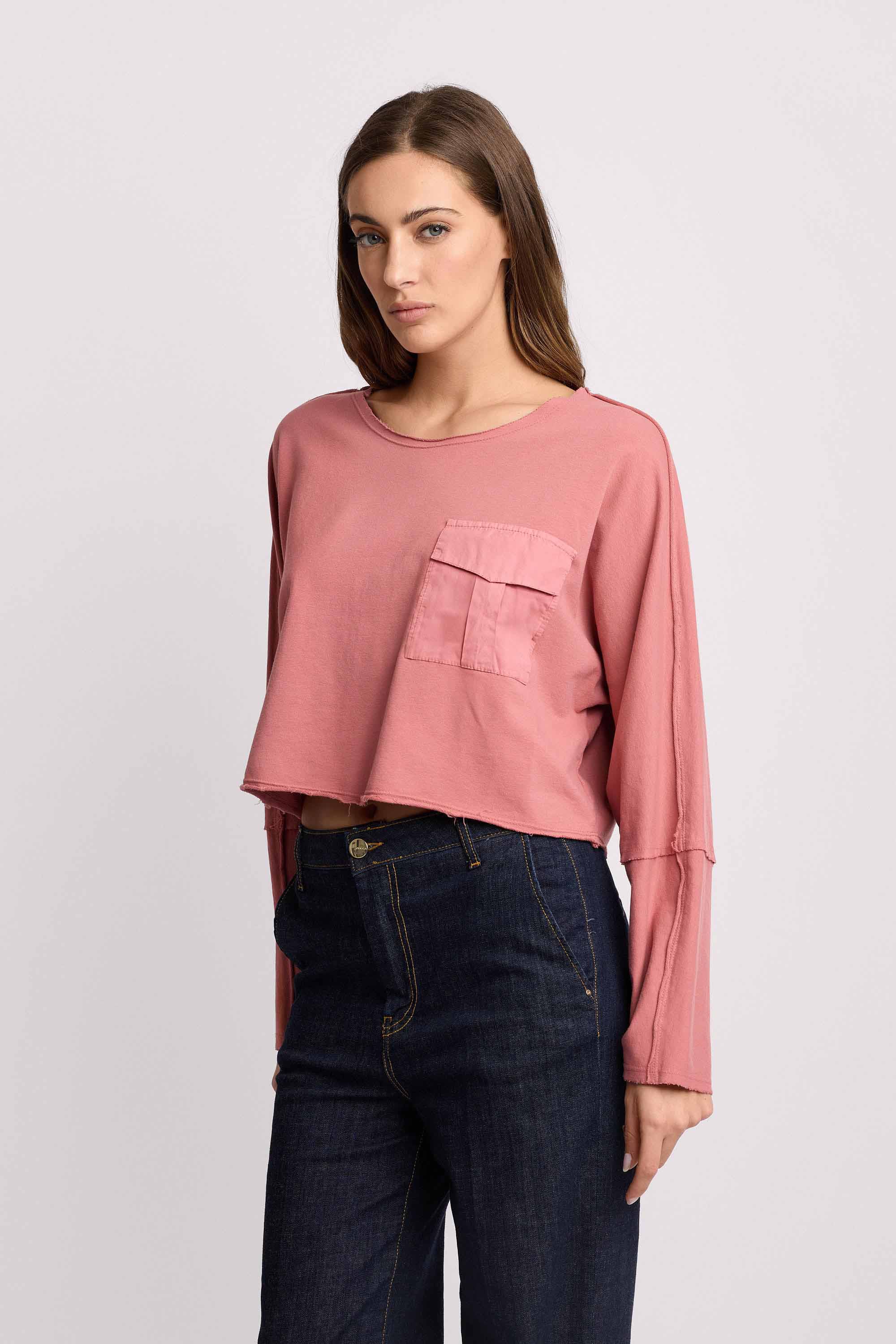 Blusa cropped in cotone - Felpa M/L JUSTAMIN - Image 4