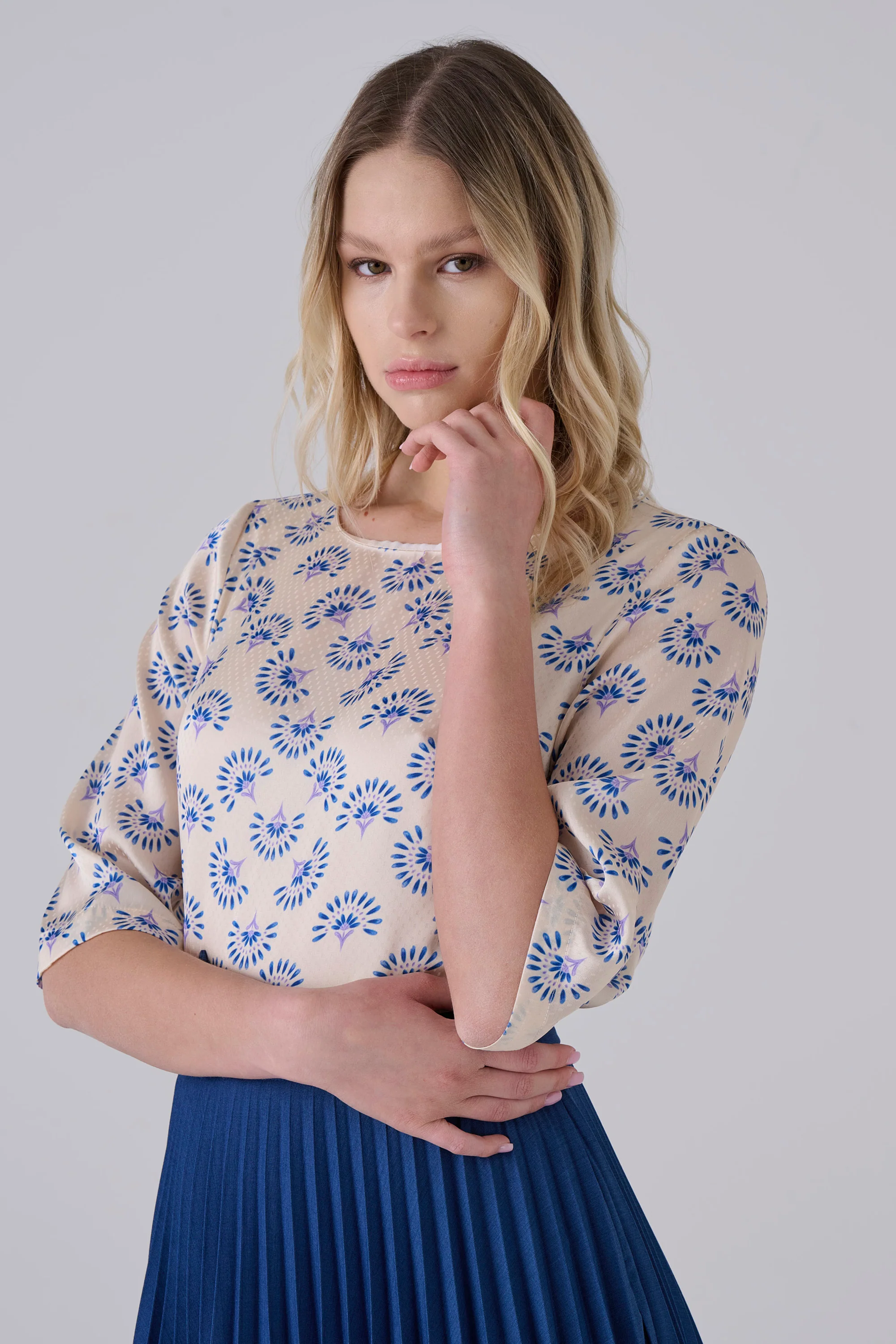 Blusa fantasia girocollo - BLUSA A FANTASIA ENIAX