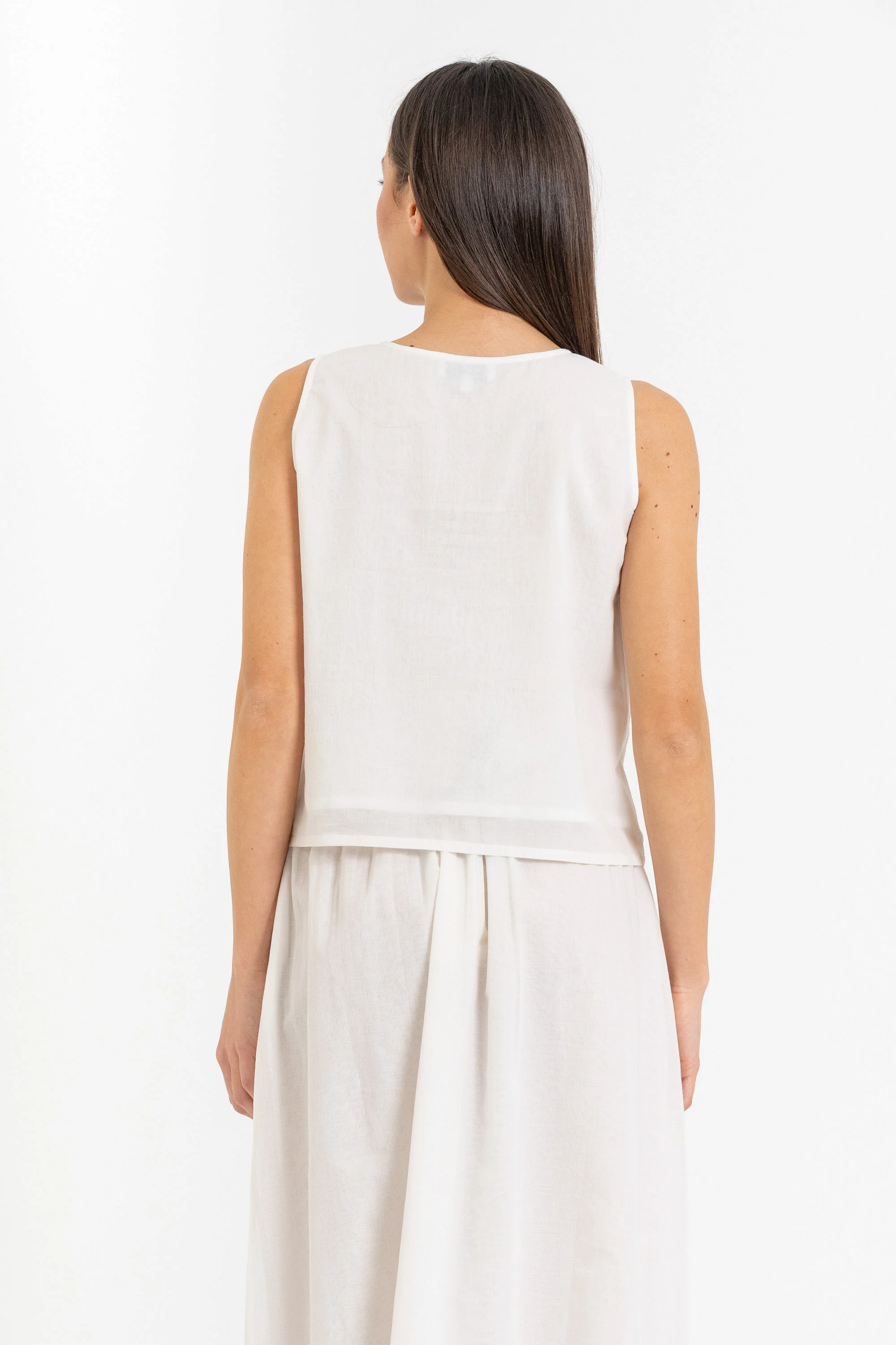 Blusa in puro cotone senza maniche con ricamo floreale - Blusa JOLEX - Image 4
