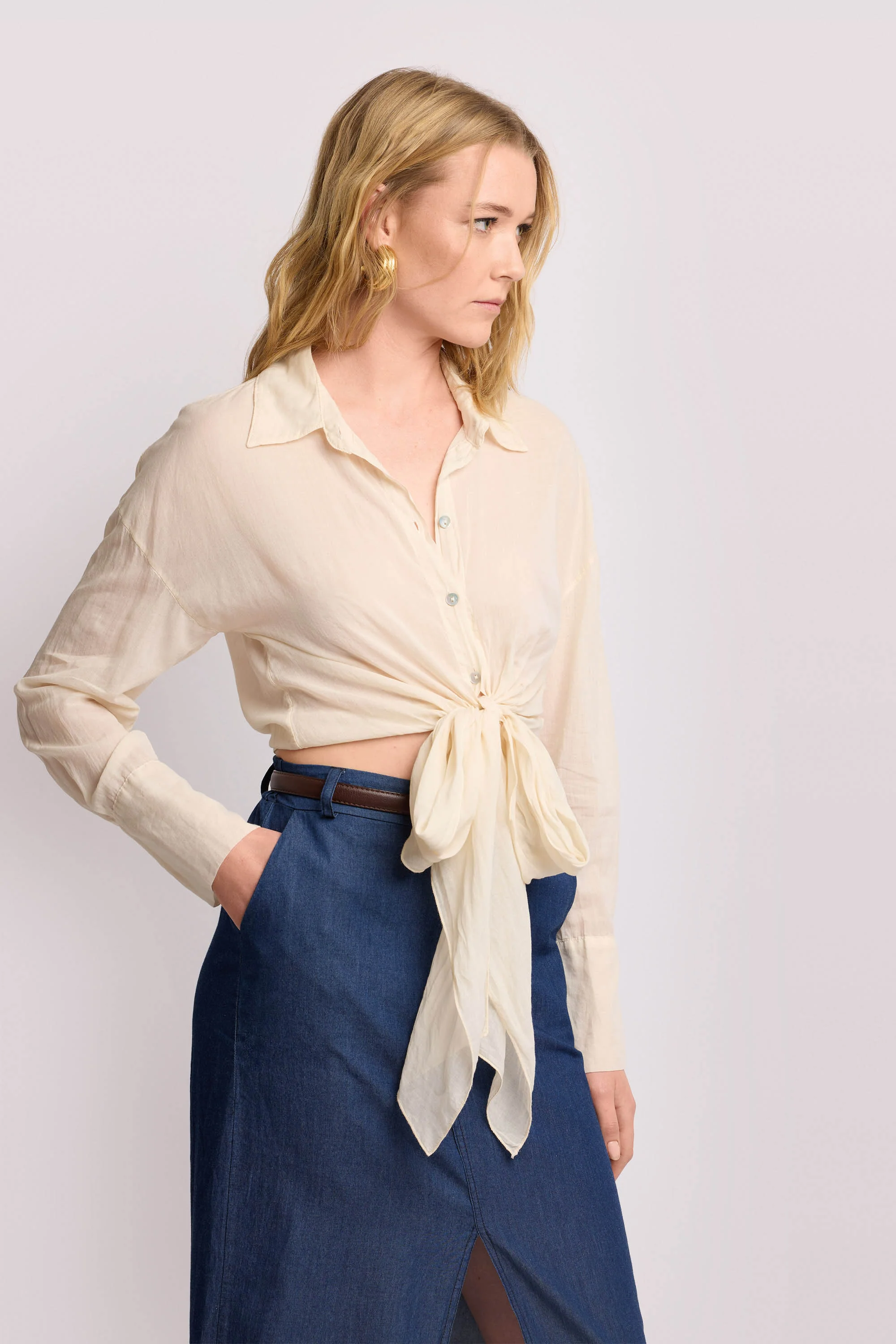 Camicia in cotone con nodo - CAMICIA OFELIA - Image 4