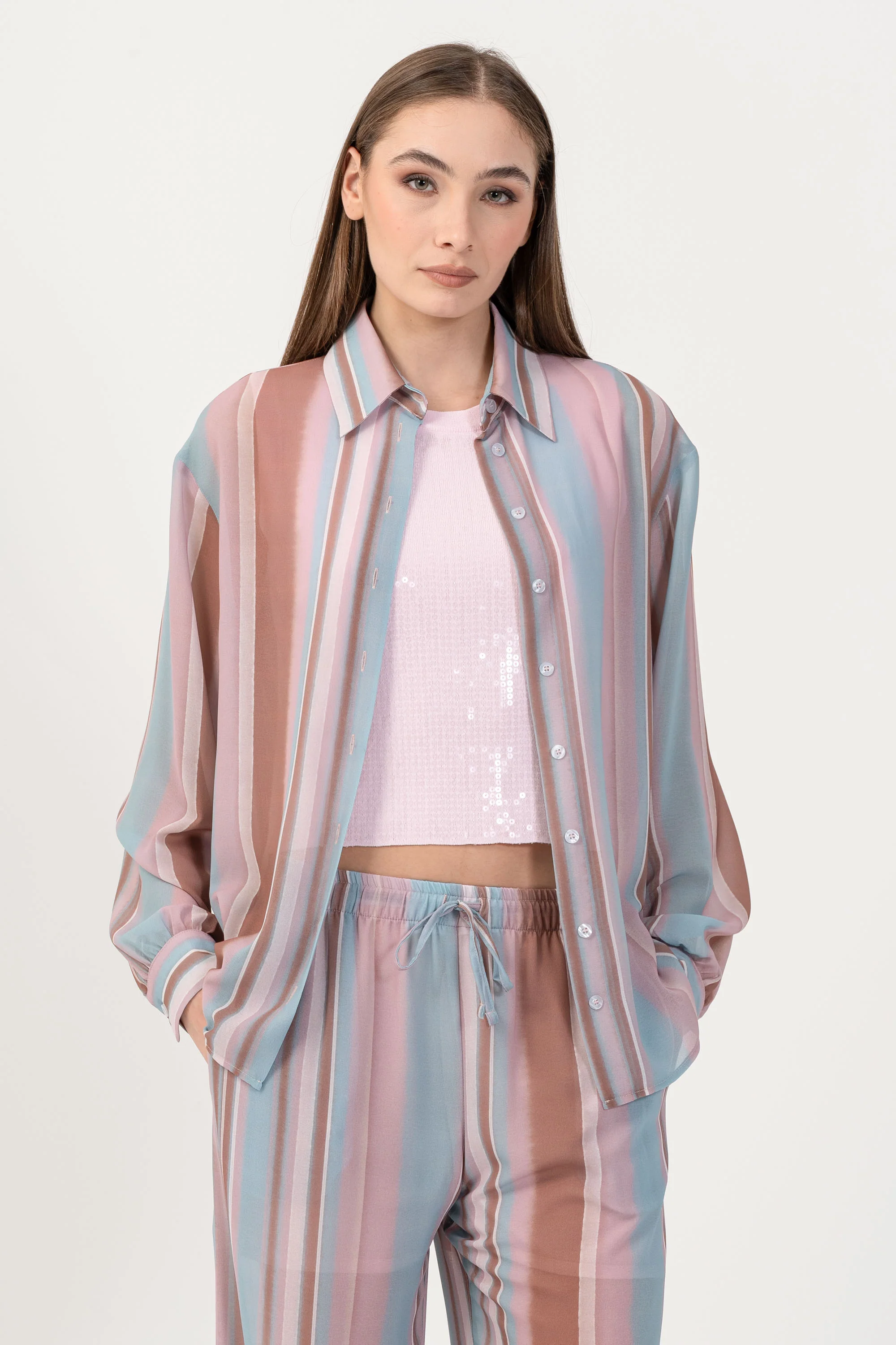 Camicia in fantasia a righe - CAMICIA A RIGHE ERBERX