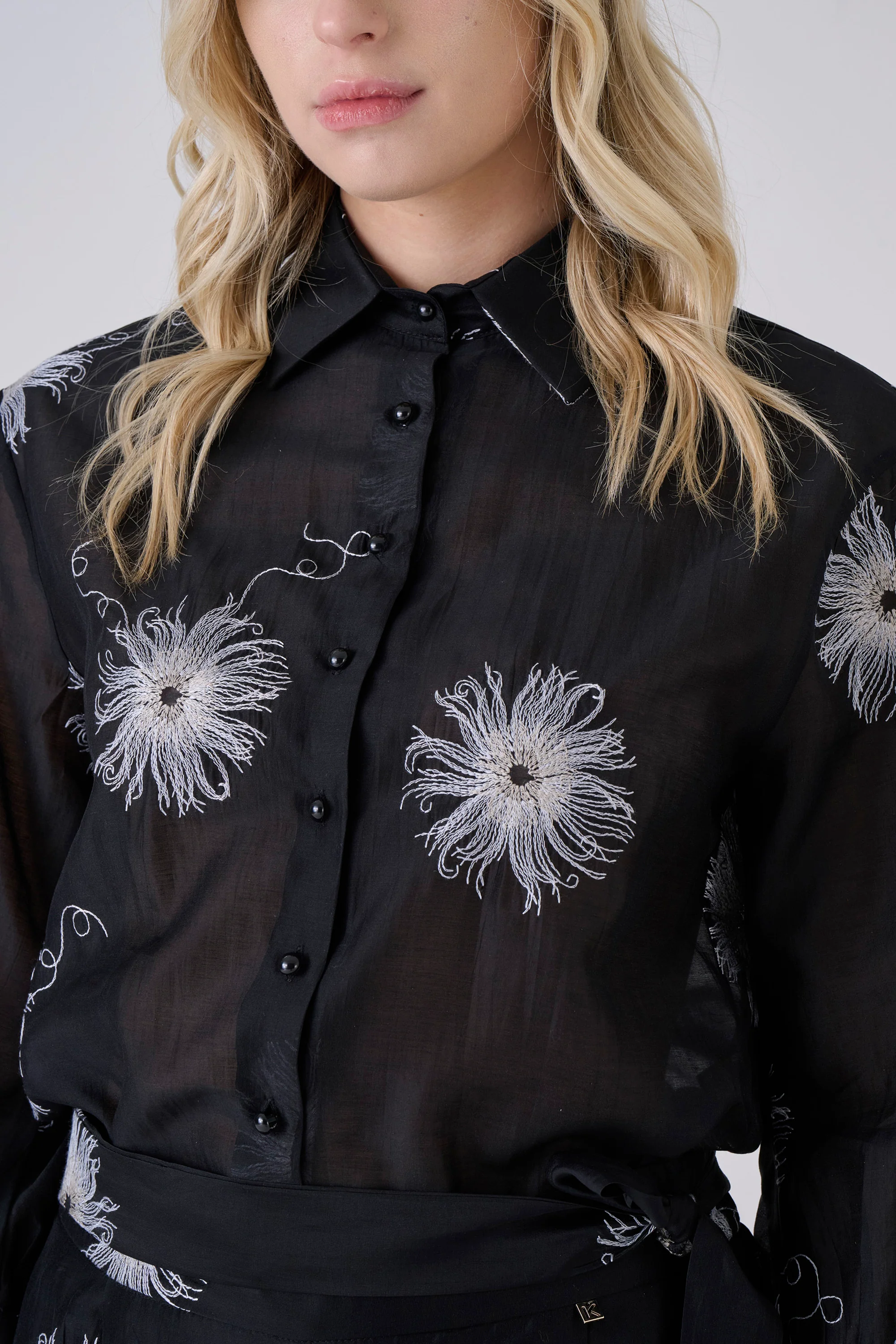Camicia manica lunga con ricamo a contrasto - CAMICIA JALILAX - Image 3
