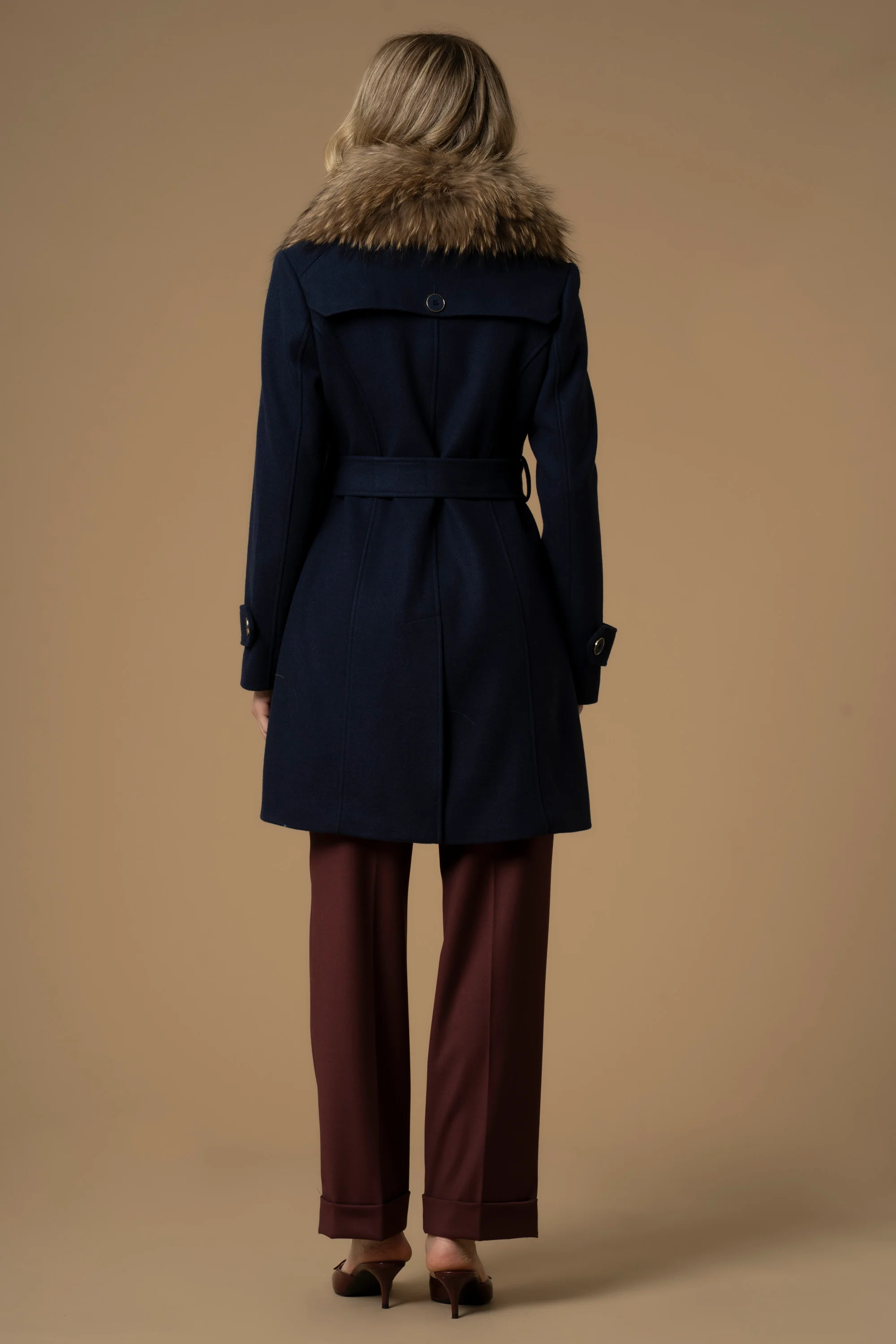 Cappotto con cintura in coordinato - Cappotto Ecrufur - Image 4