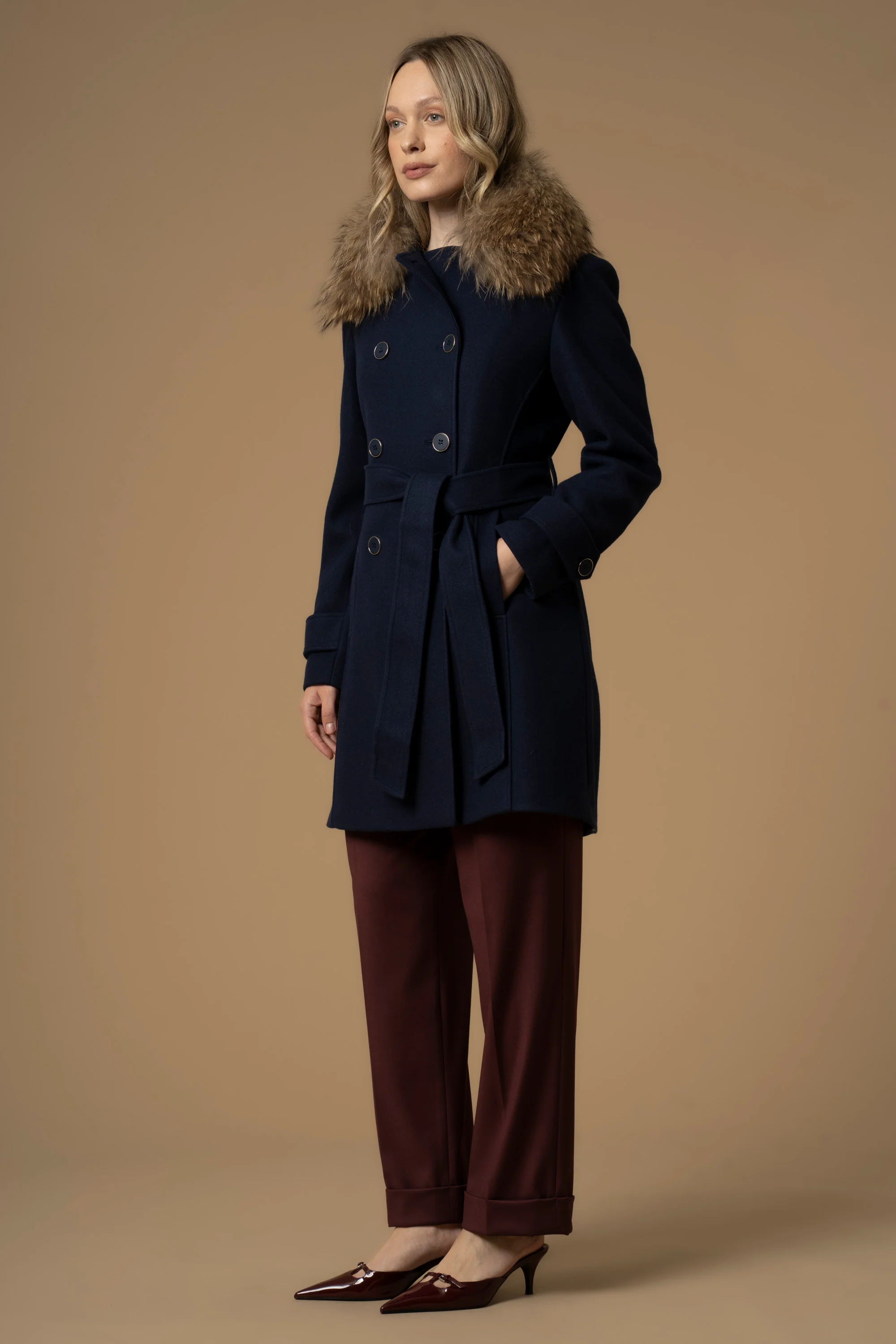 Cappotto con cintura in coordinato - Cappotto Ecrufur - Image 8