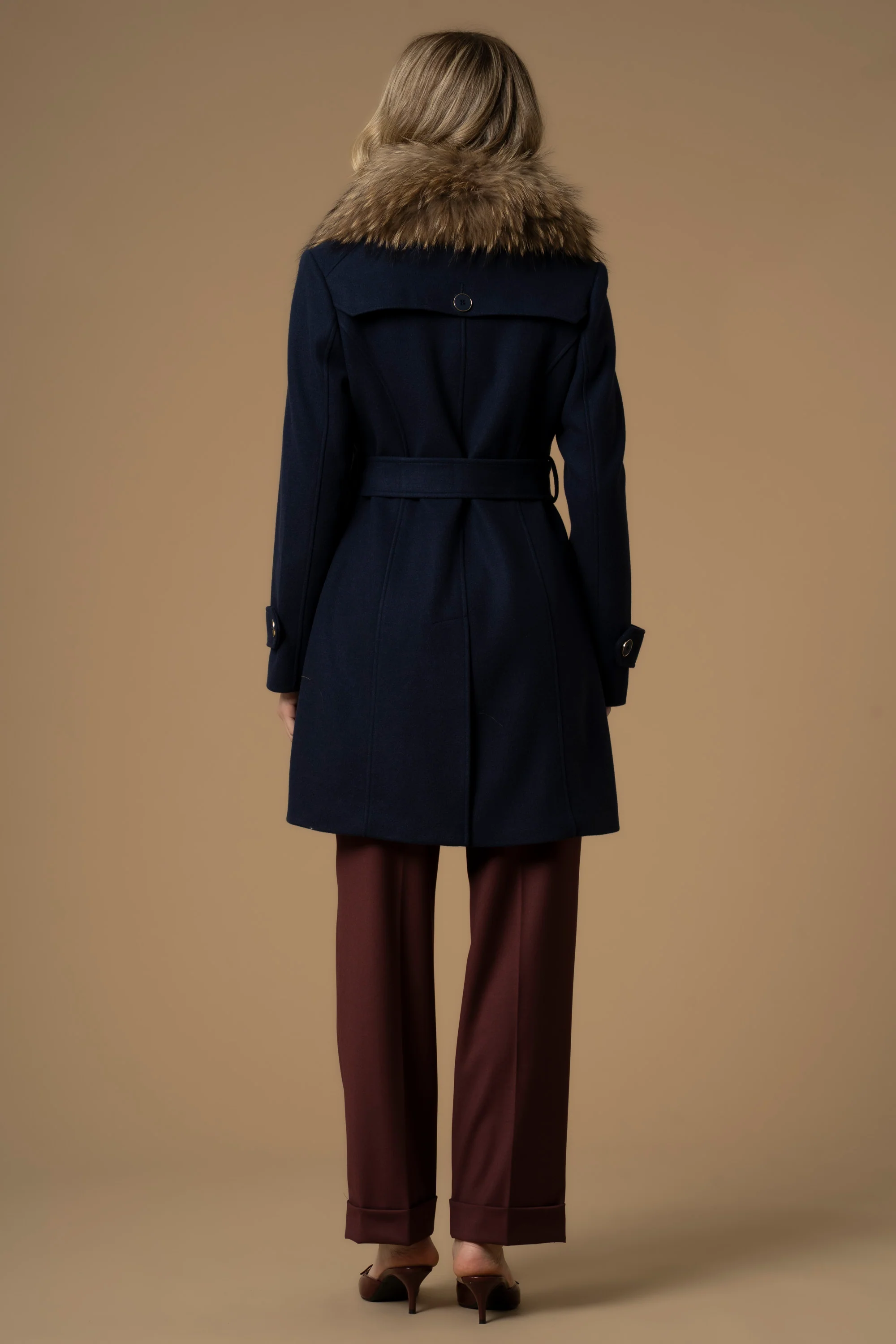 Cappotto con cintura in coordinato - Cappotto Ecrufur - Image 9