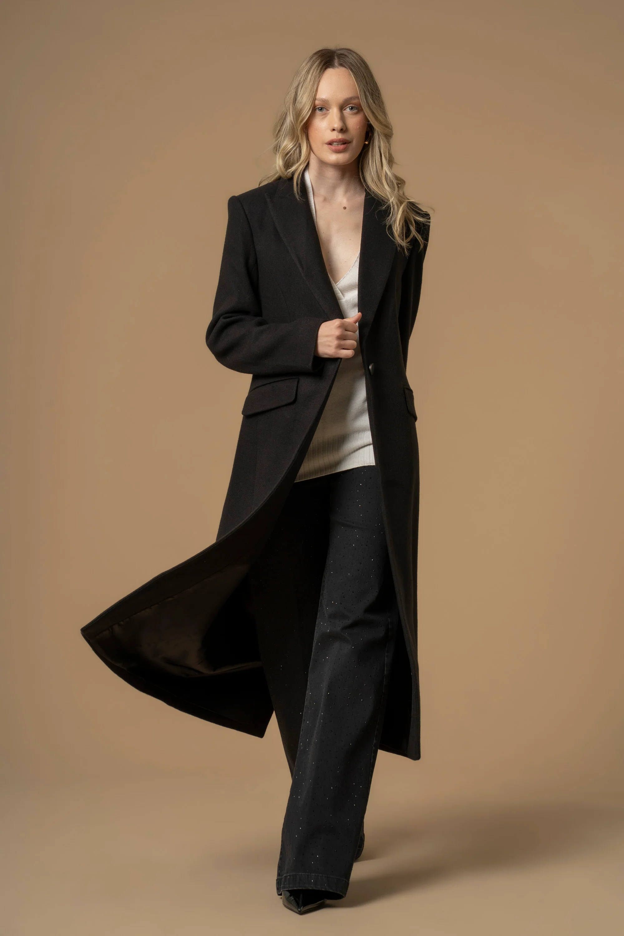 Cappotto lungo con tasche e pattina - Cappotto Lac