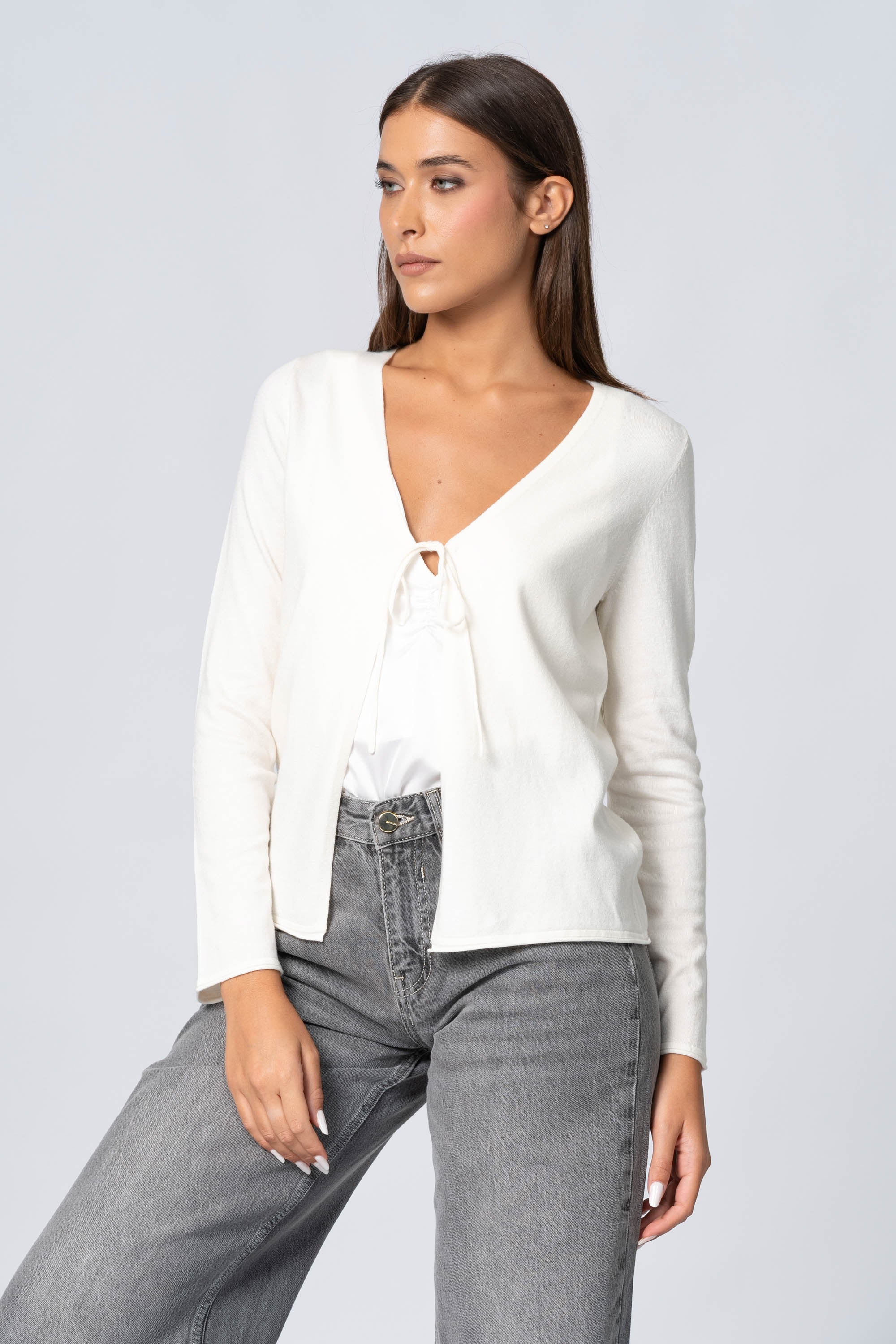 Cardigan con chiusura a fiocco - Maglia Cardigan M/L ONEX - Image 5