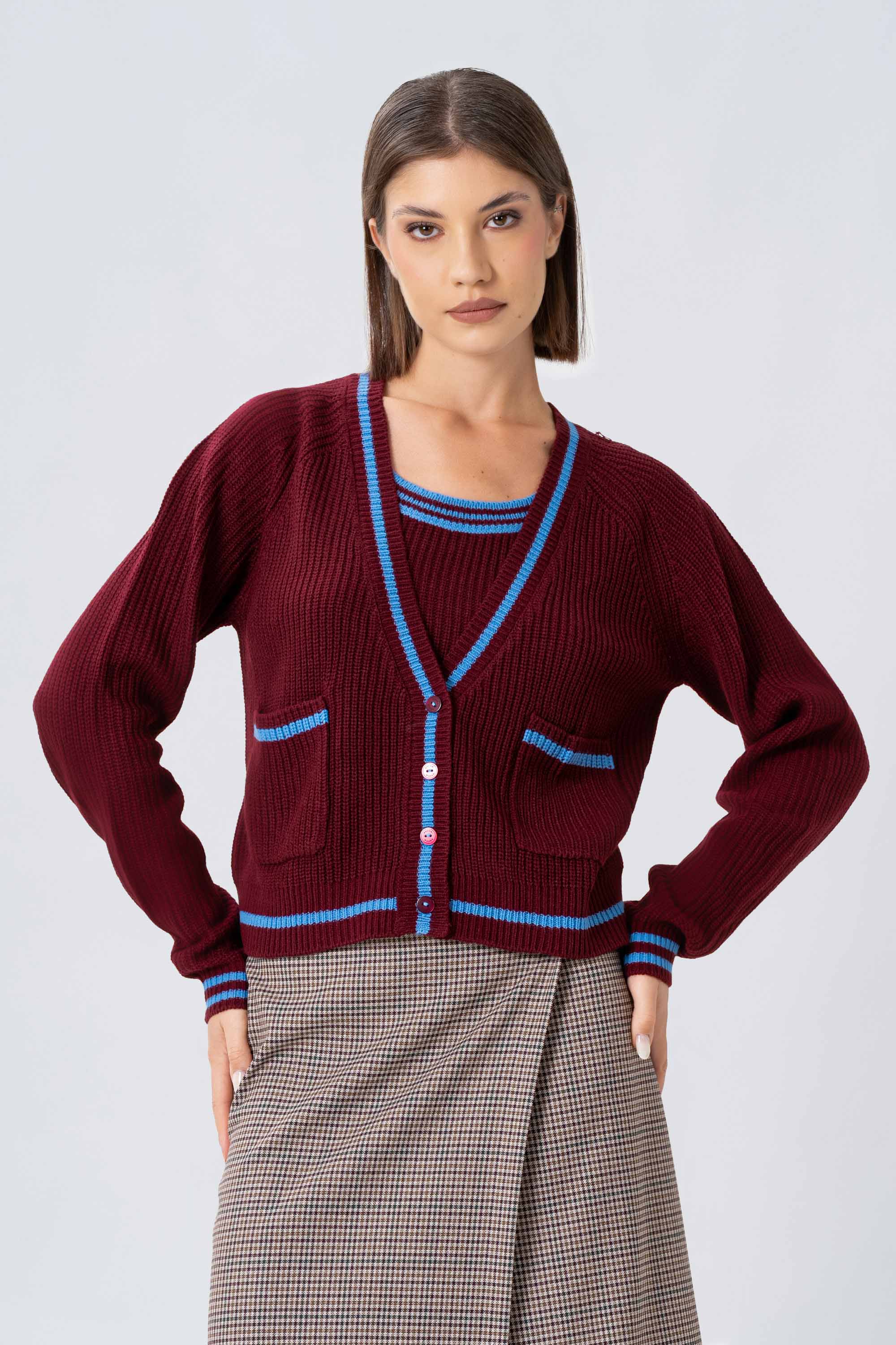 Cardigan con profili a contrasto - Maglia Cardigan M/L POETAX - Image 5
