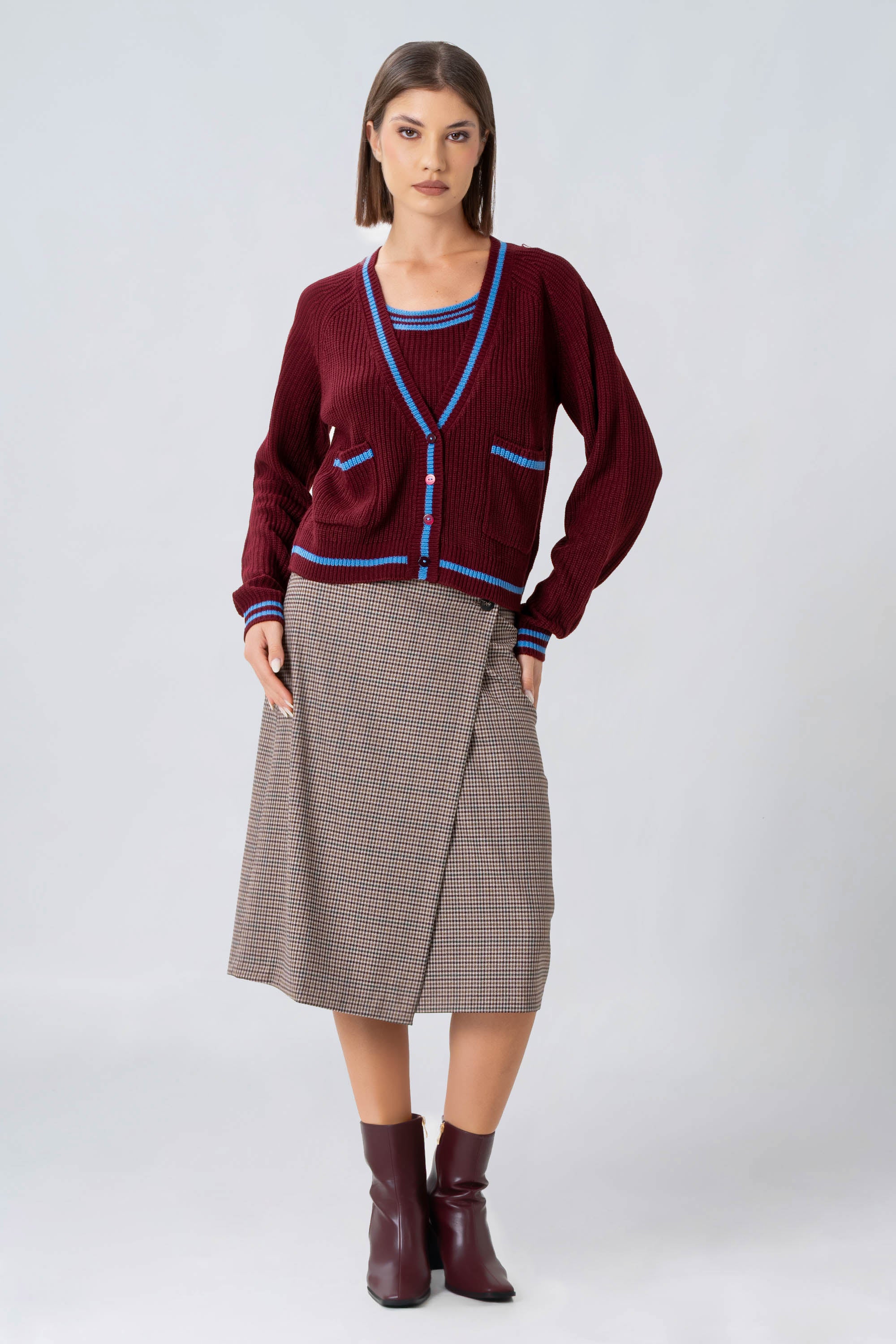 Cardigan con profili a contrasto - Maglia Cardigan M/L POETAX - Image 6