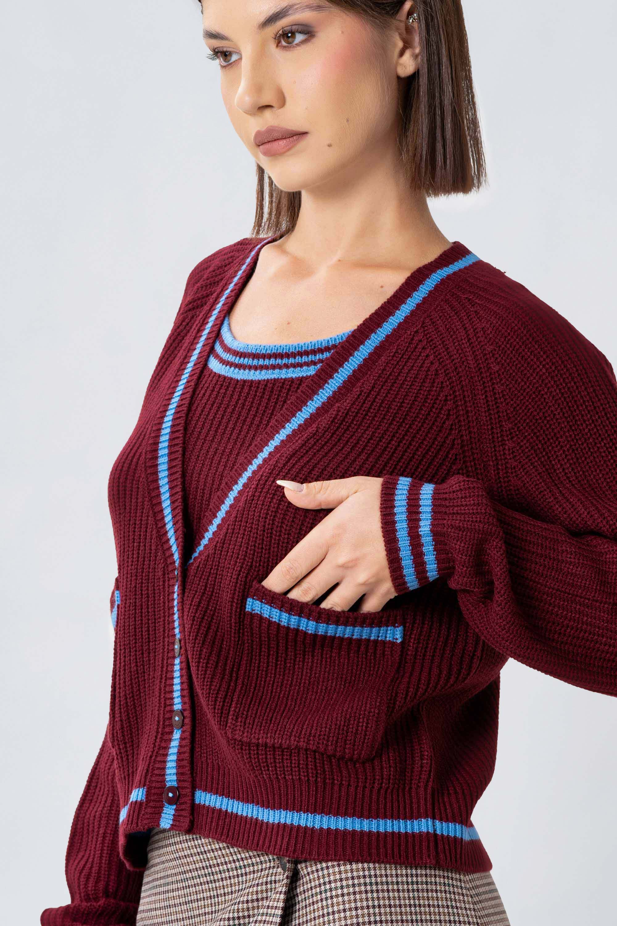 Cardigan con profili a contrasto - Maglia Cardigan M/L POETAX - Image 7
