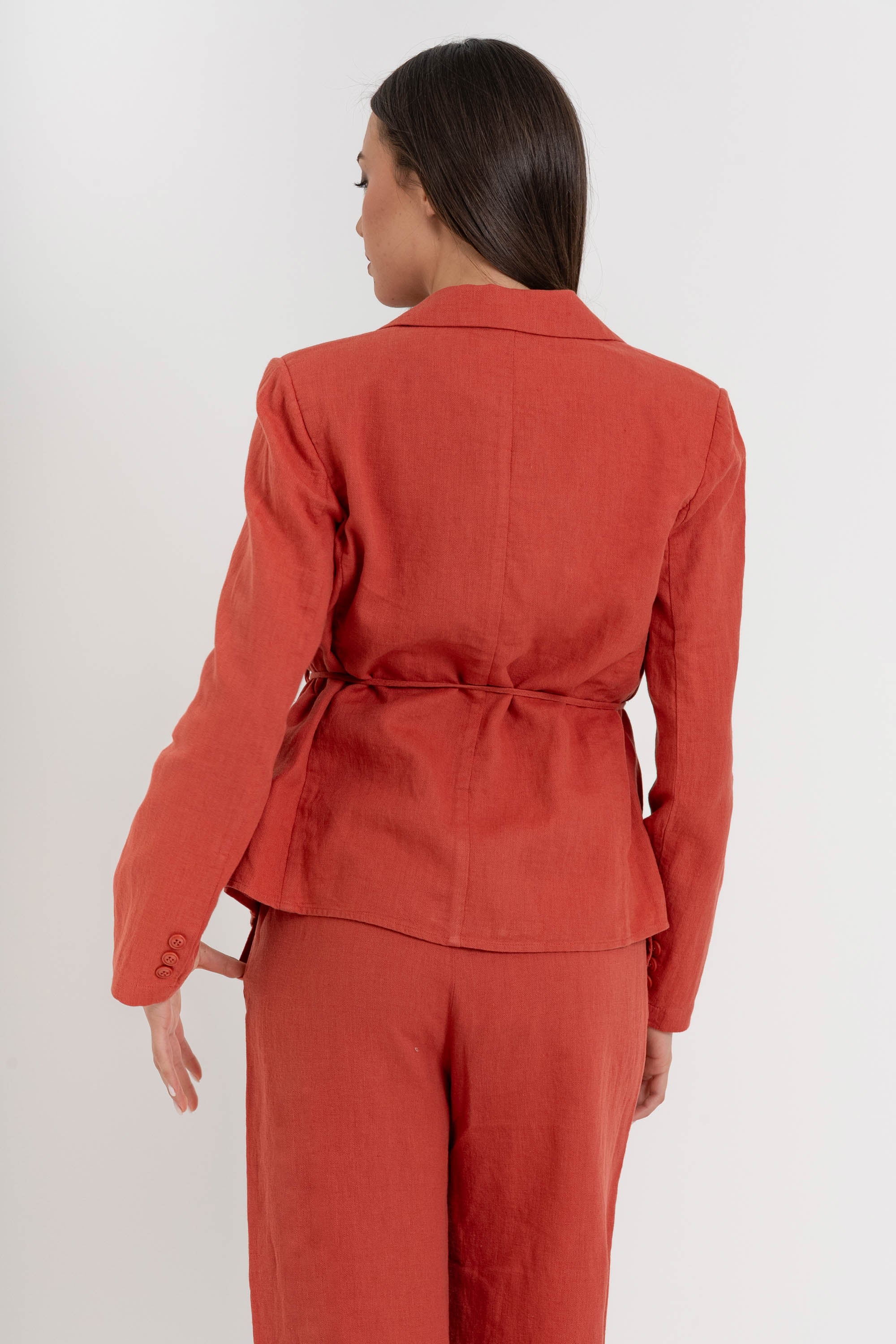 Giacca blazer da donna in lino e cotone con cintura - Giacca LULLAX - Image 4