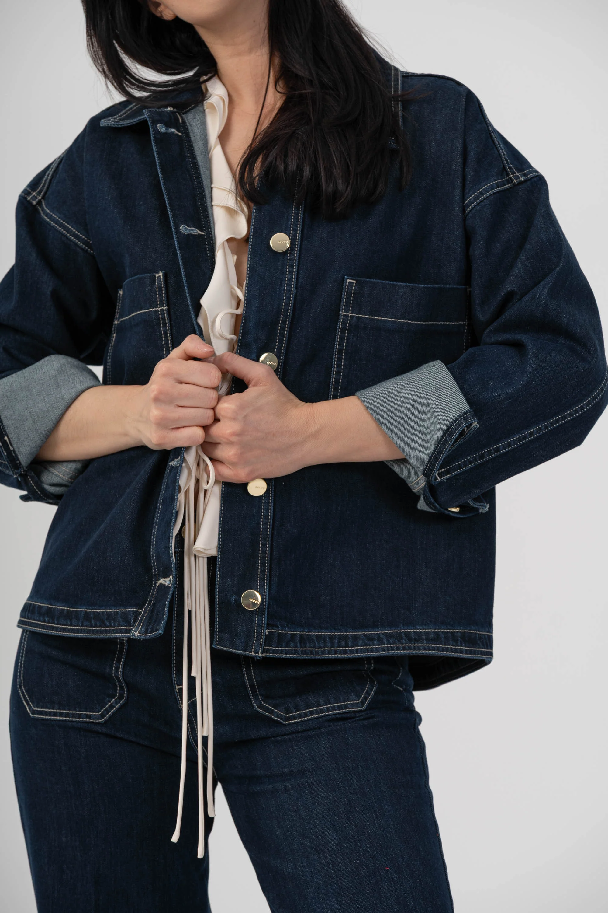 Giacca denim over strutturata - GIUBBINO DENIM ESTIAX - Image 3