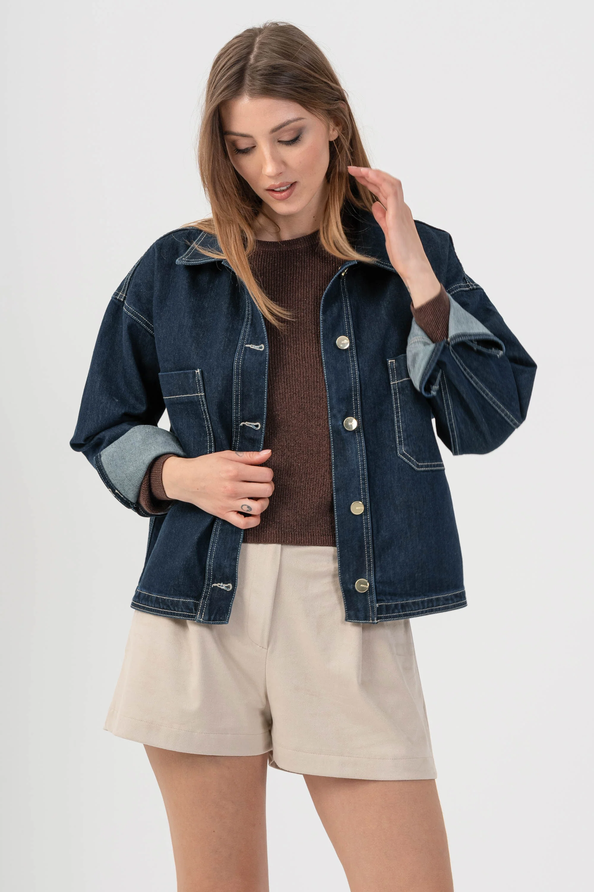 Giacca denim over strutturata - GIUBBINO DENIM ESTIAX - Image 5