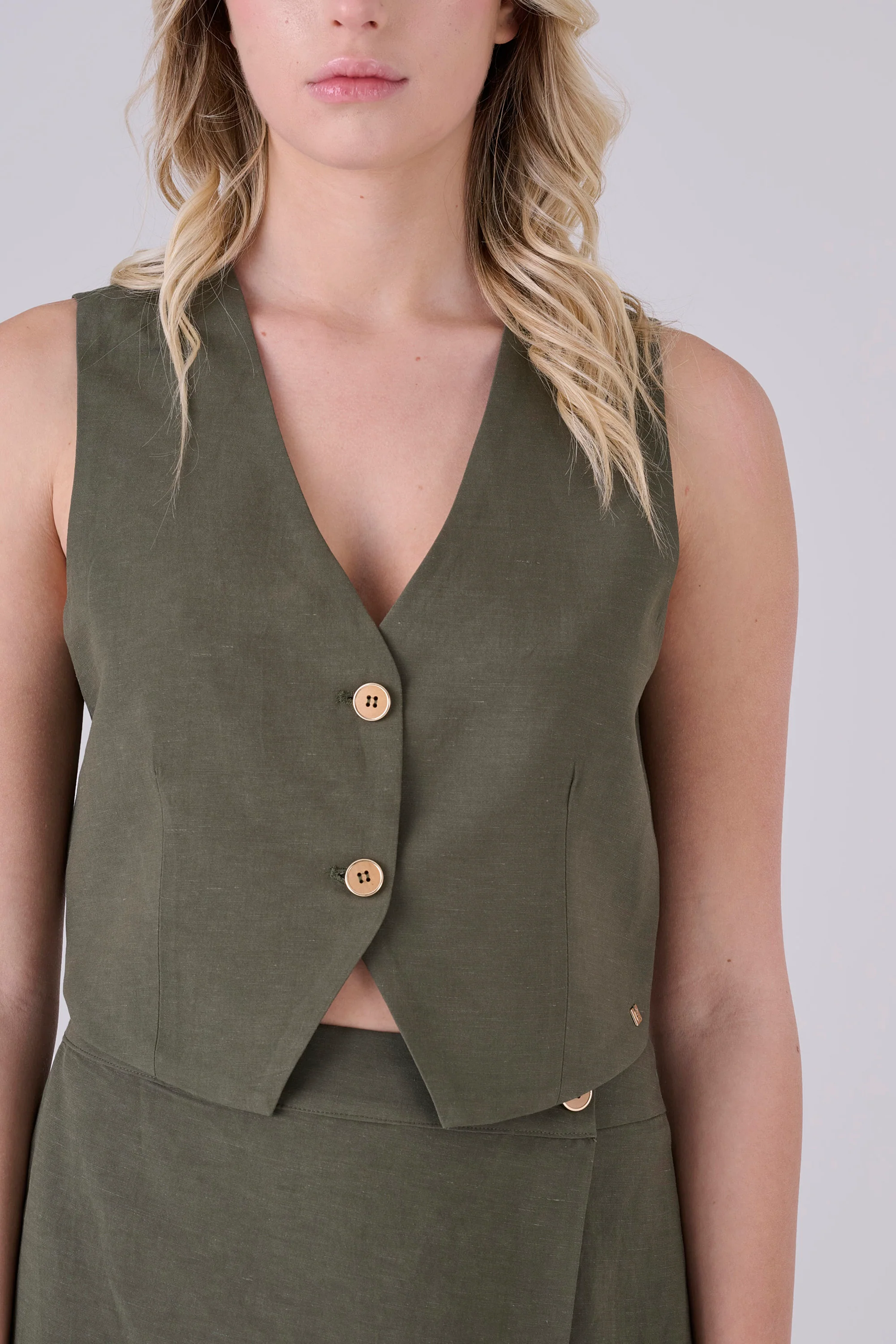 Gilet lino due bottoni - GILET MELORYX - Image 2
