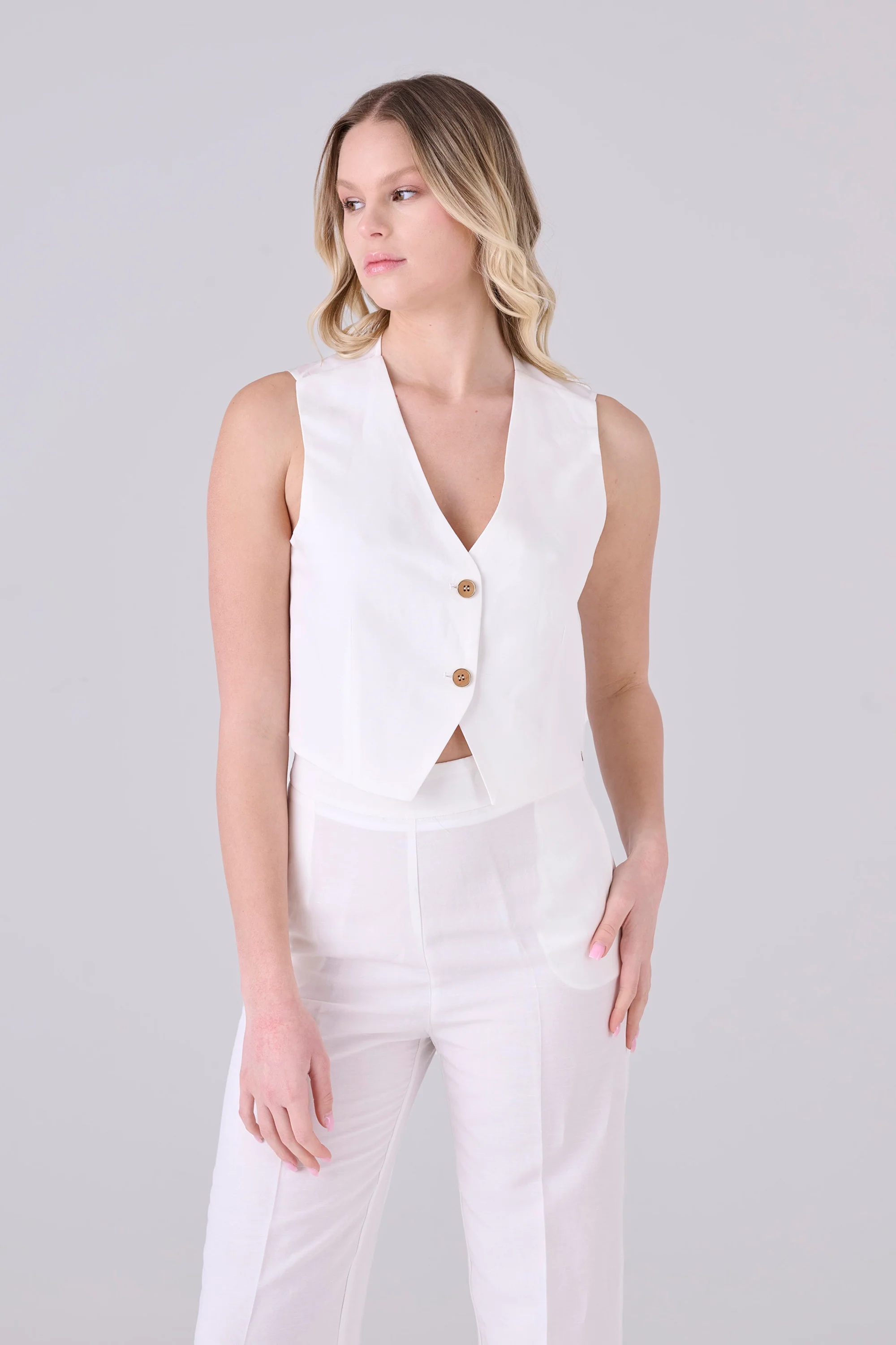 Gilet lino due bottoni - GILET MELORYX - Image 4