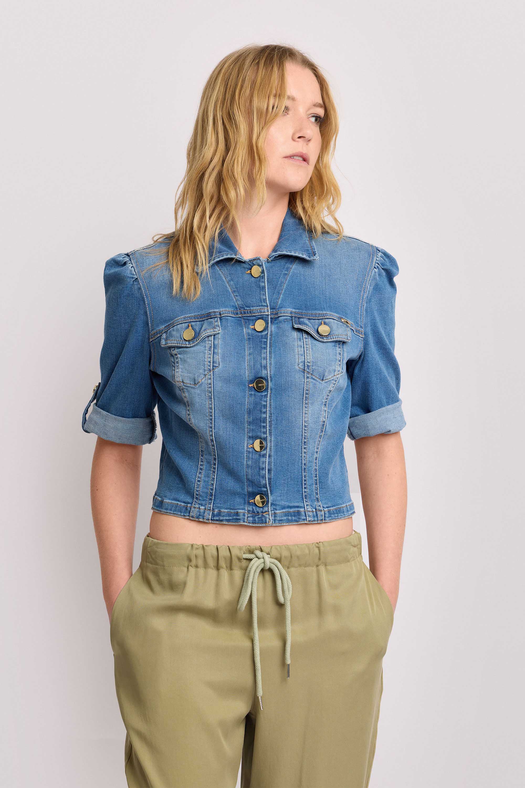 Giubbino in denim taglio cropped - Giubbotto Denim BAKARI