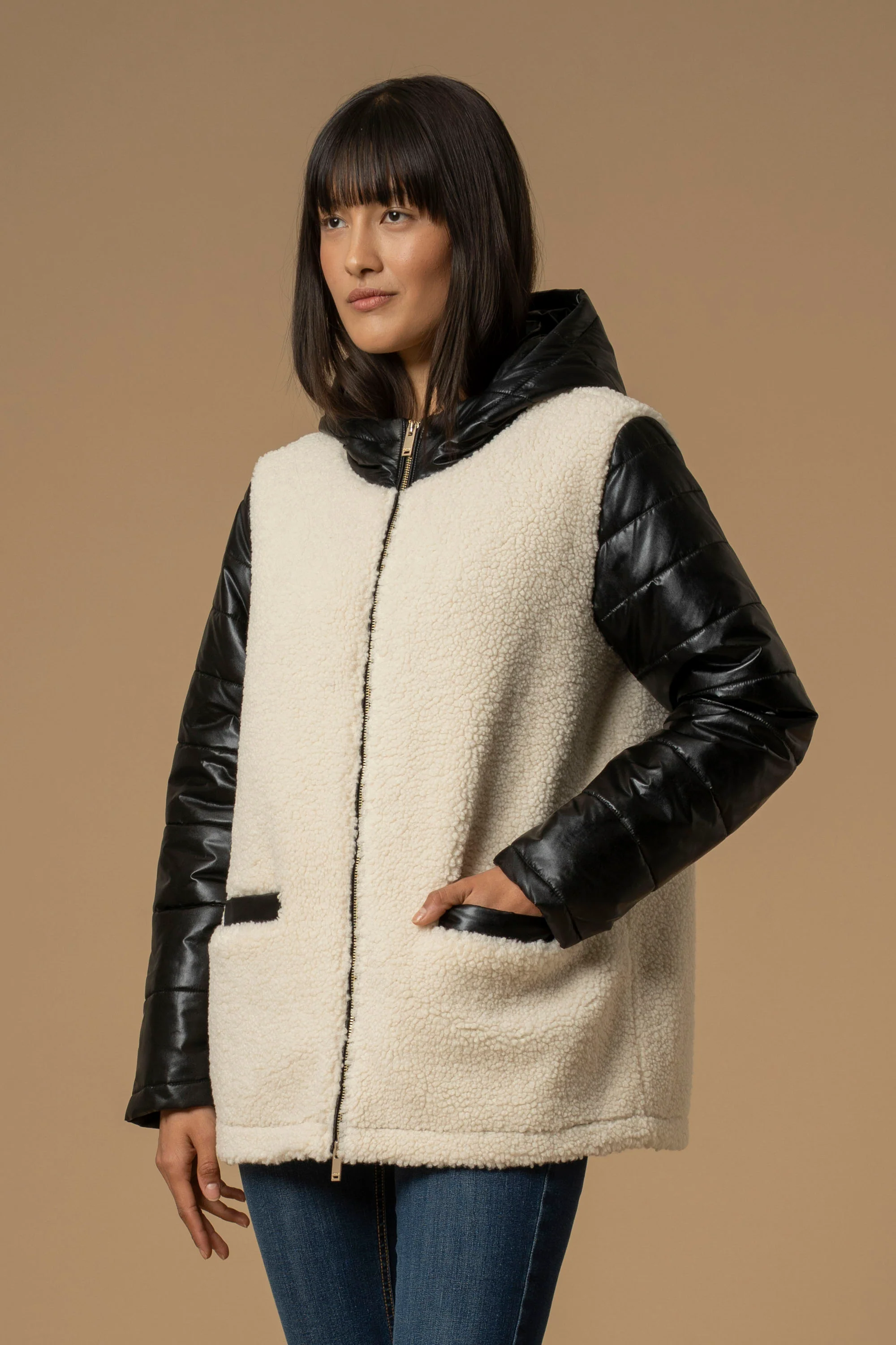 Giubbotto teddy coat in contrasto - Giubbotto Casiltre - Image 3
