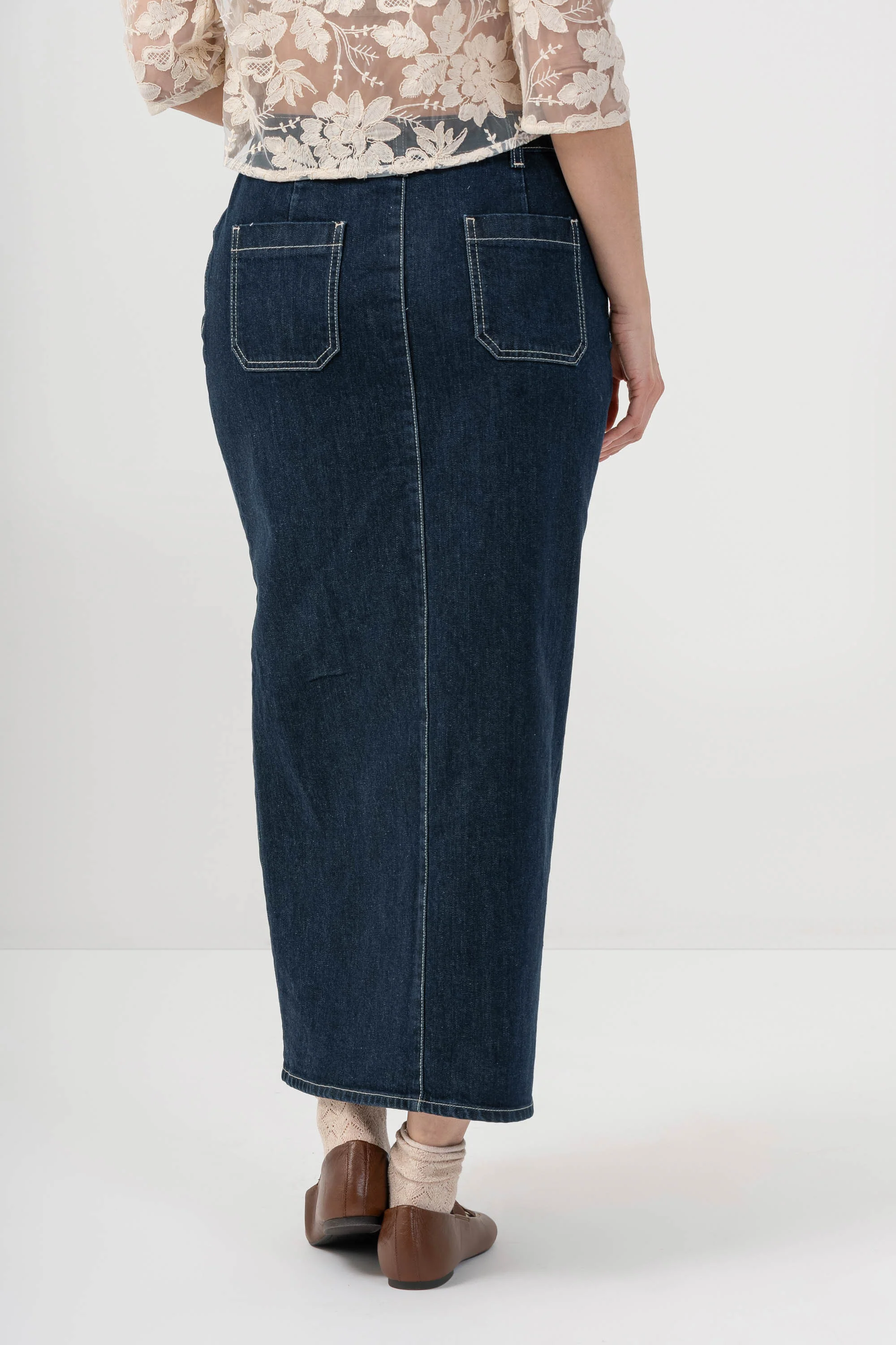 Gonna in denim con spacco - GONNA DENIM ATENAX - Image 4