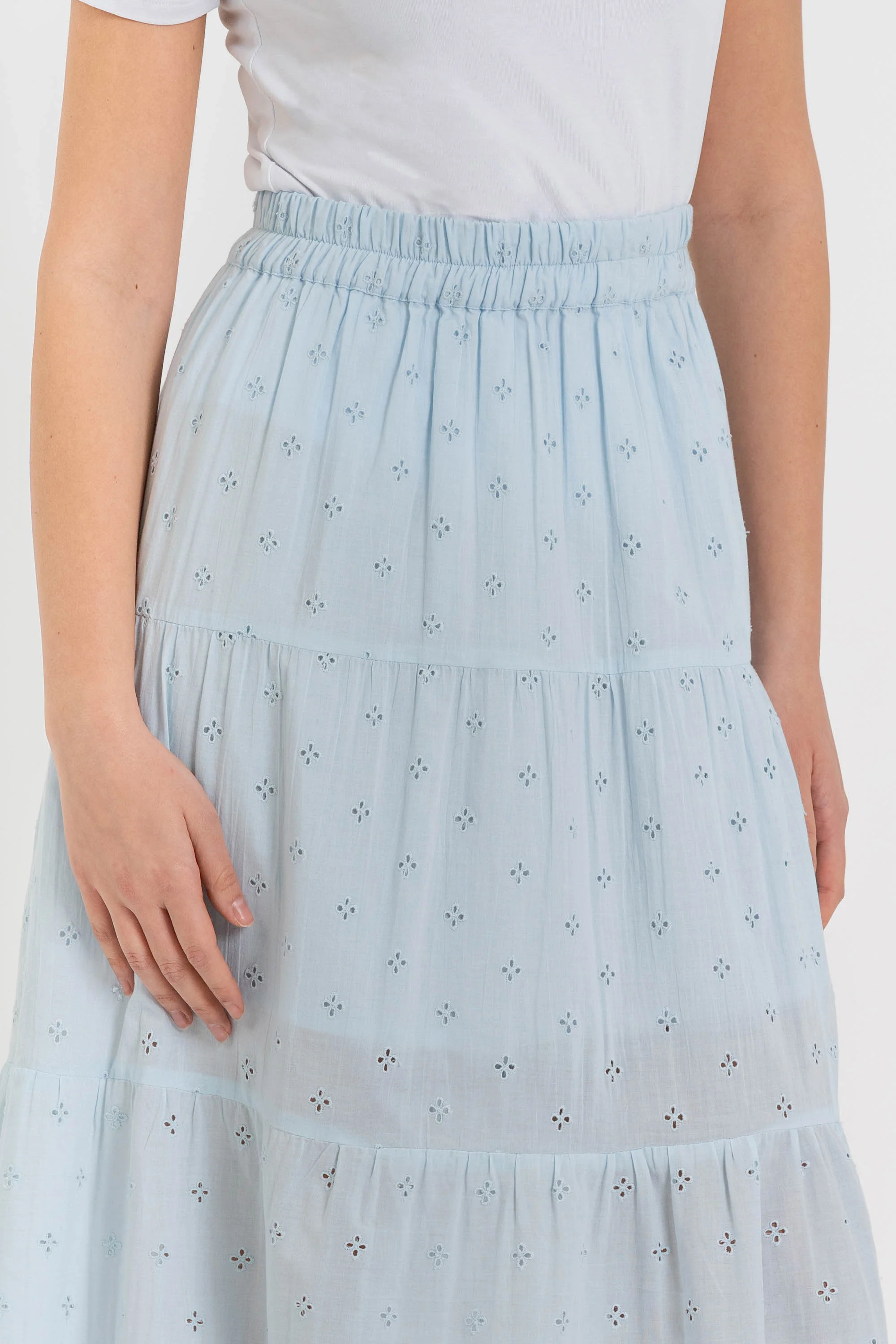 Gonna lunga a balze da donna in cotone con ricamo floreale - Gonna MYREAX - Image 3