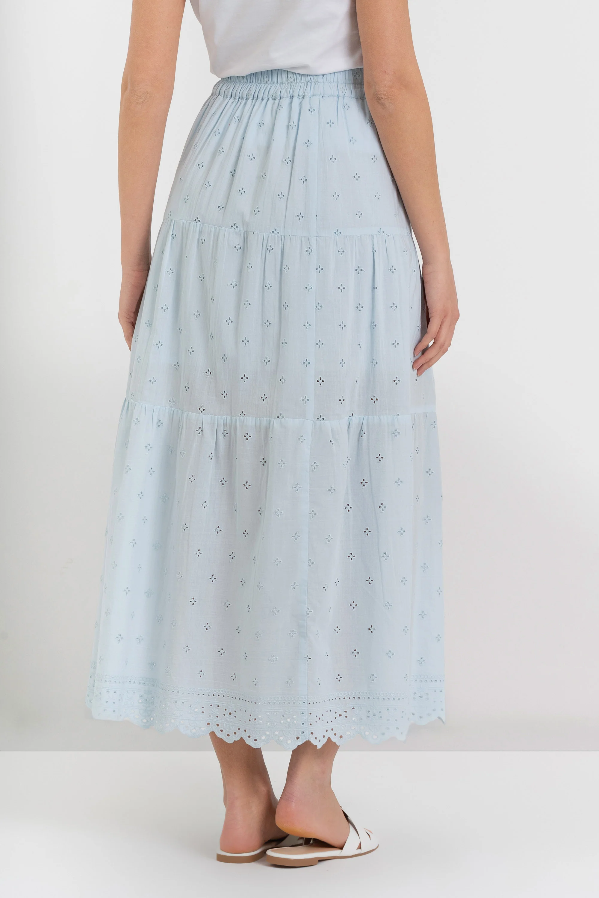 Gonna lunga a balze da donna in cotone con ricamo floreale - Gonna MYREAX - Image 4
