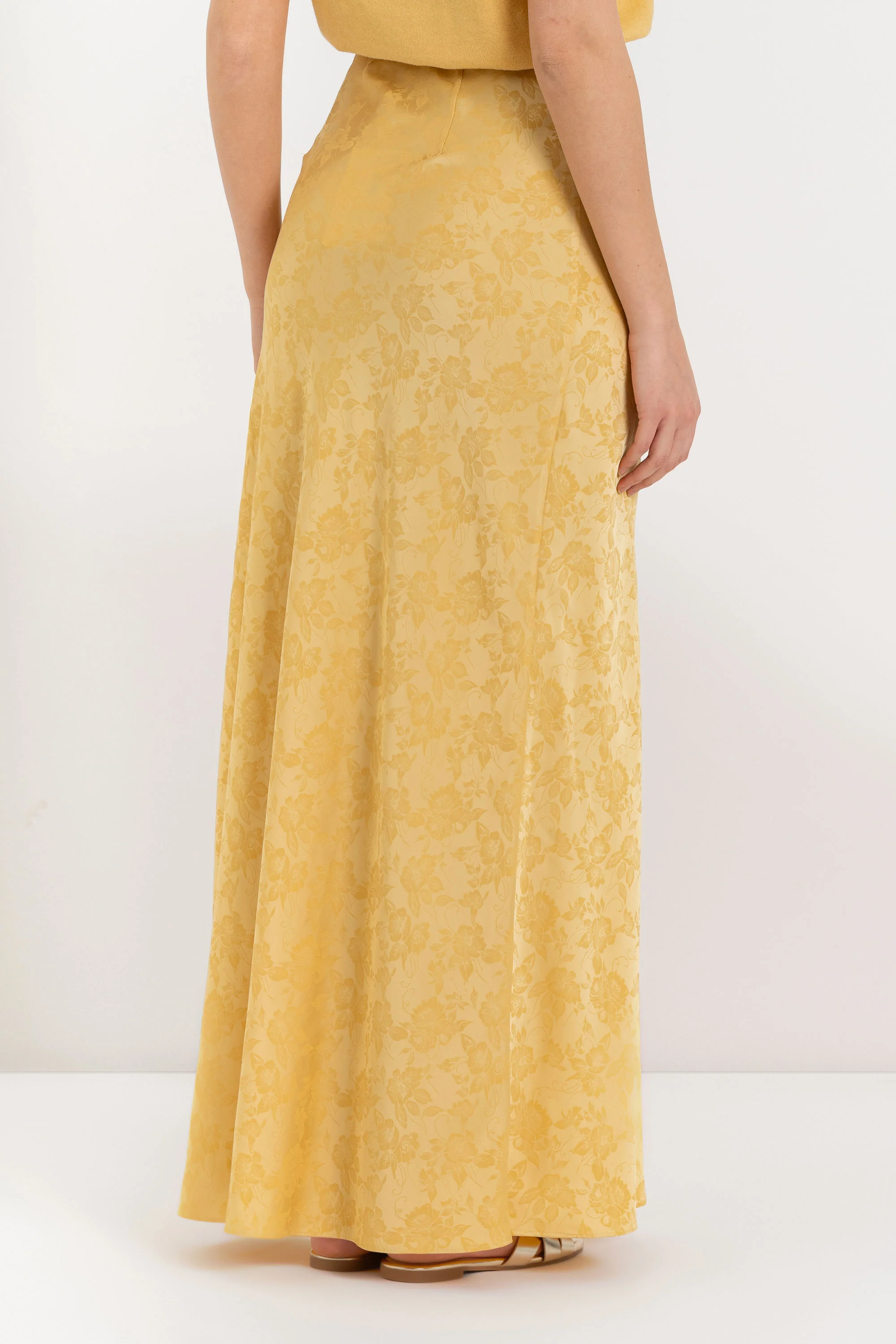 Gonna lunga fluida in jacquard floreale a vita alta - Gonna WURNONX - Image 5