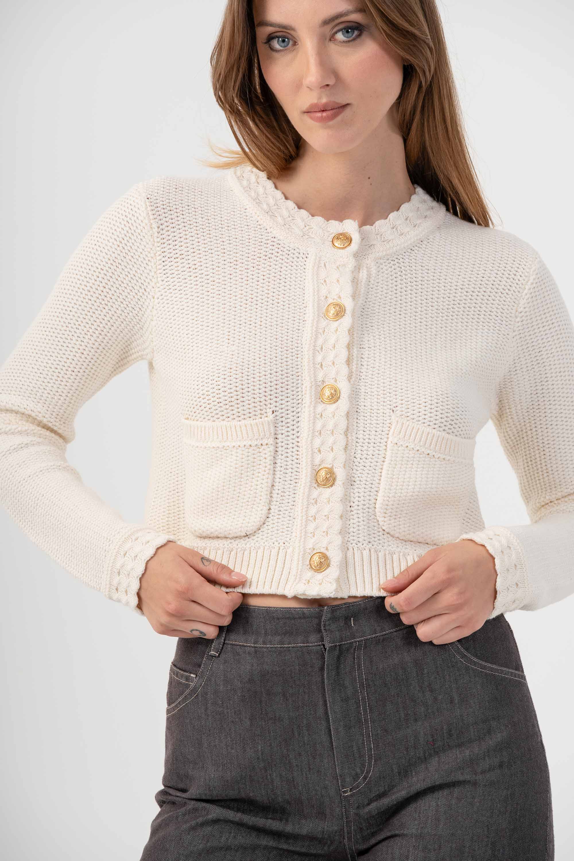 Maglia con bottoni gioiello - MAGLIA CARDIGAN M/L CONCORDIAX - Image 3