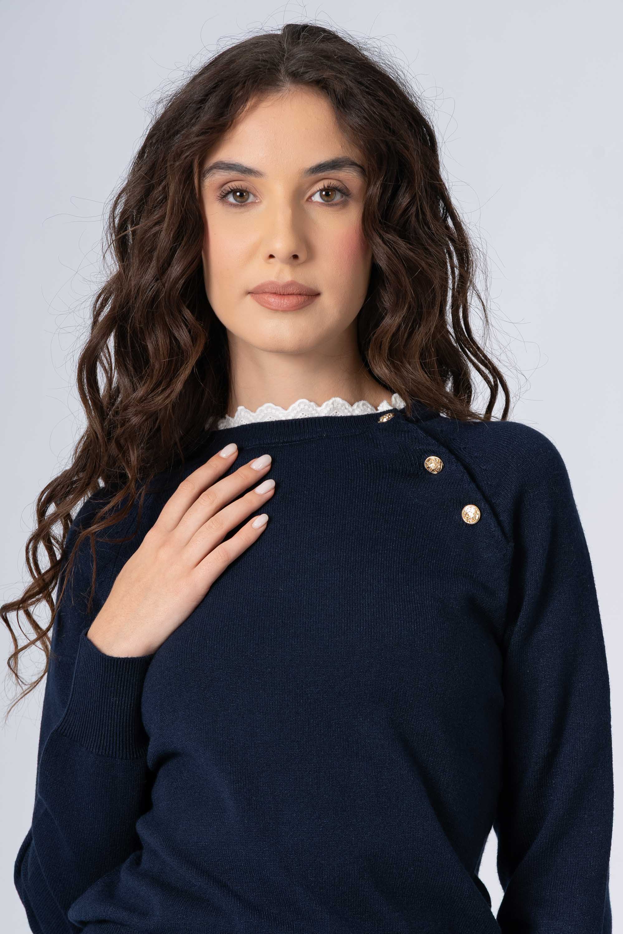 Maglia con bottoni e pizzo sangallo - MAGLIA M/L MIANNAX - Image 7