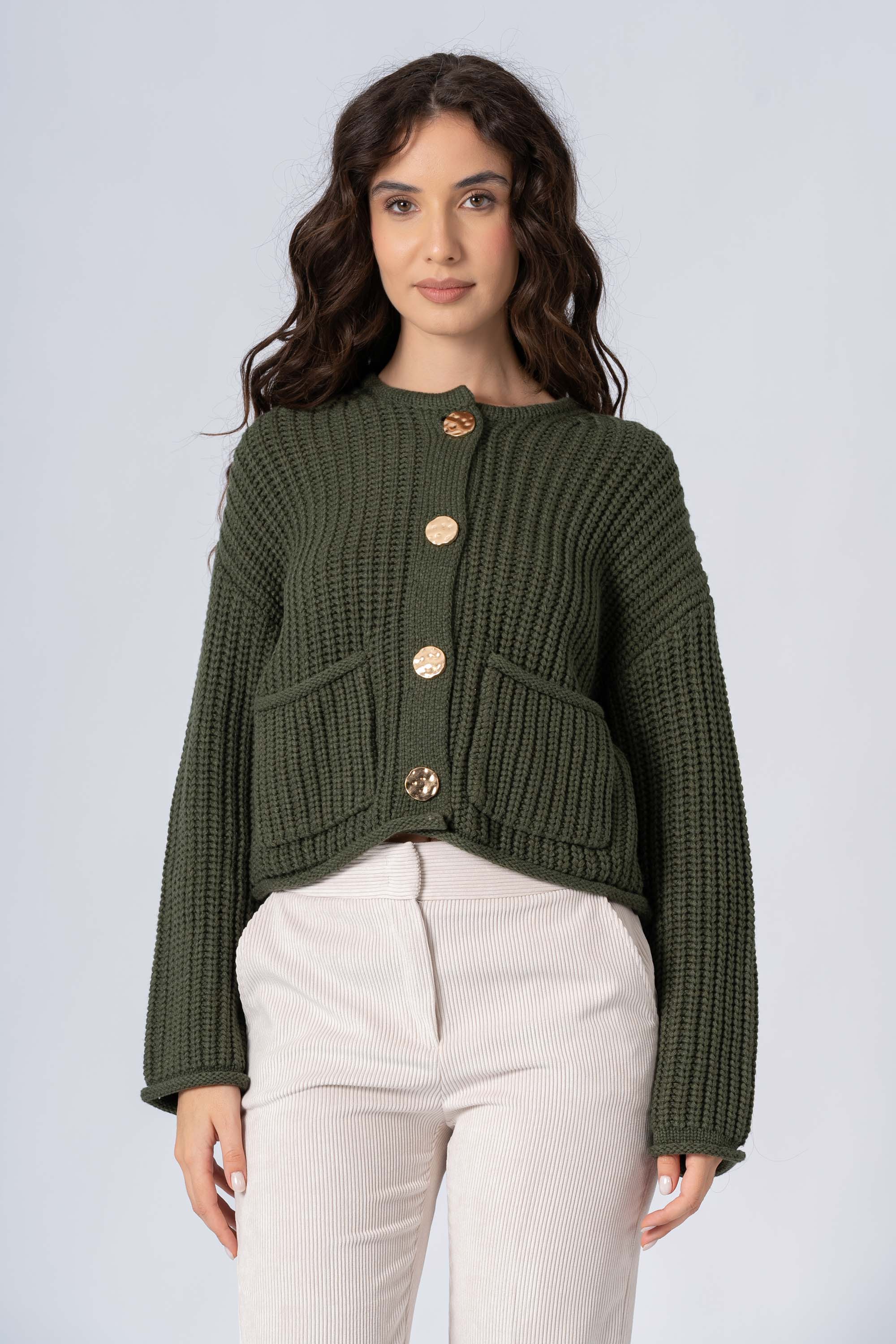 Maglia cardigan con bottoni dorati - MAGLIA CARDIGAN M/L HAMALYX