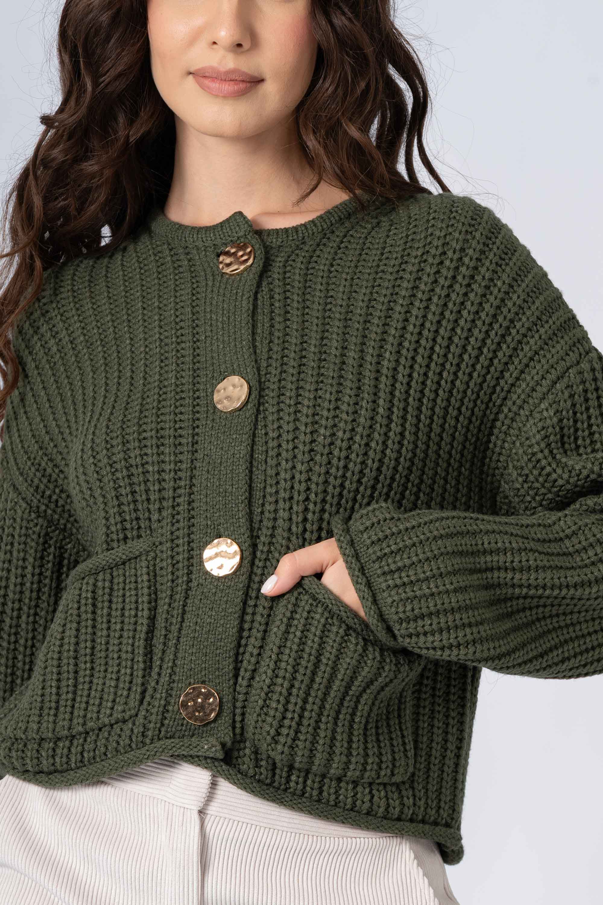 Maglia cardigan con bottoni dorati - MAGLIA CARDIGAN M/L HAMALYX - Image 3