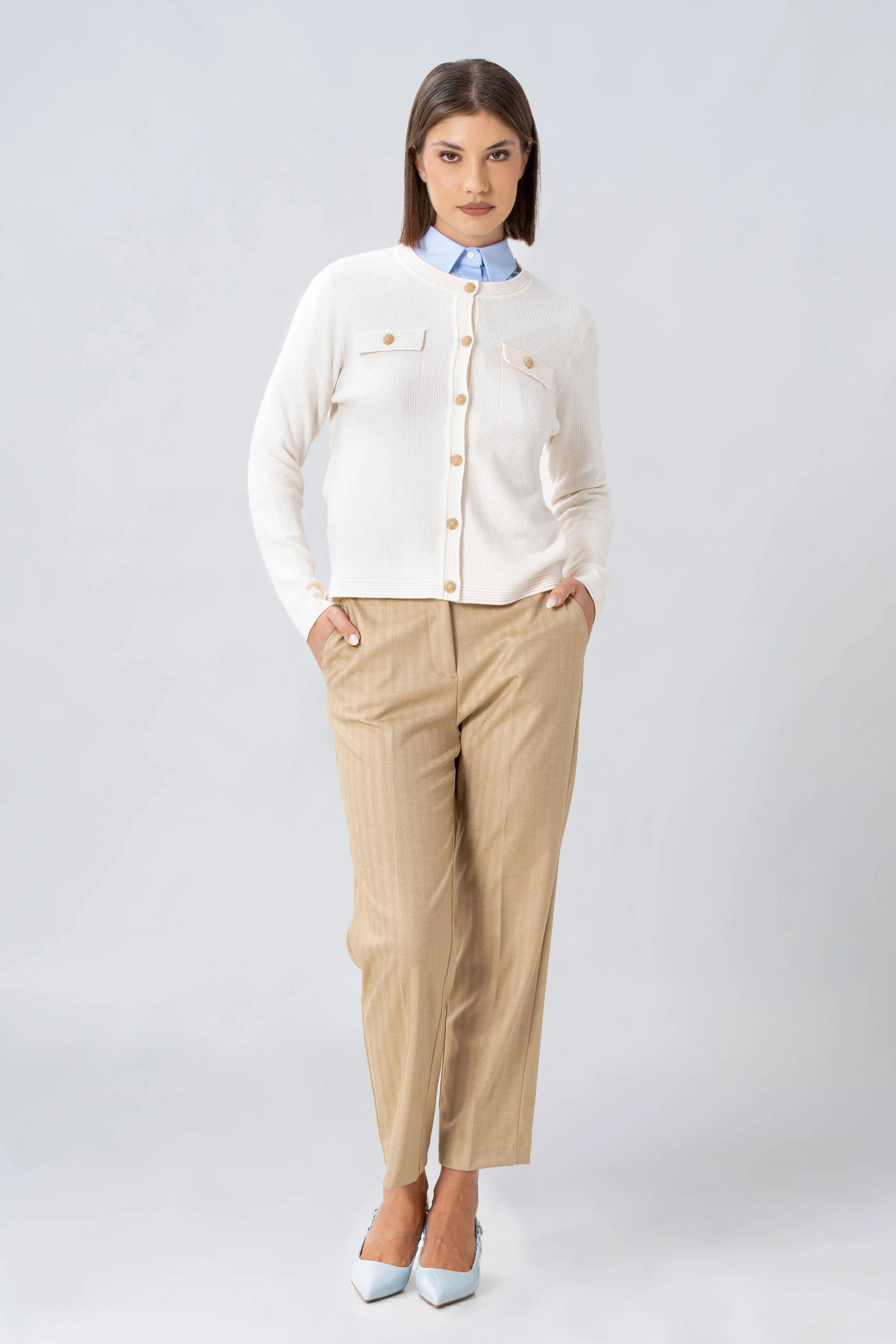 Maglia cardigan con bottoni dorati - MAGLIA CARDIGAN M/L FLORENZAX - Image 2