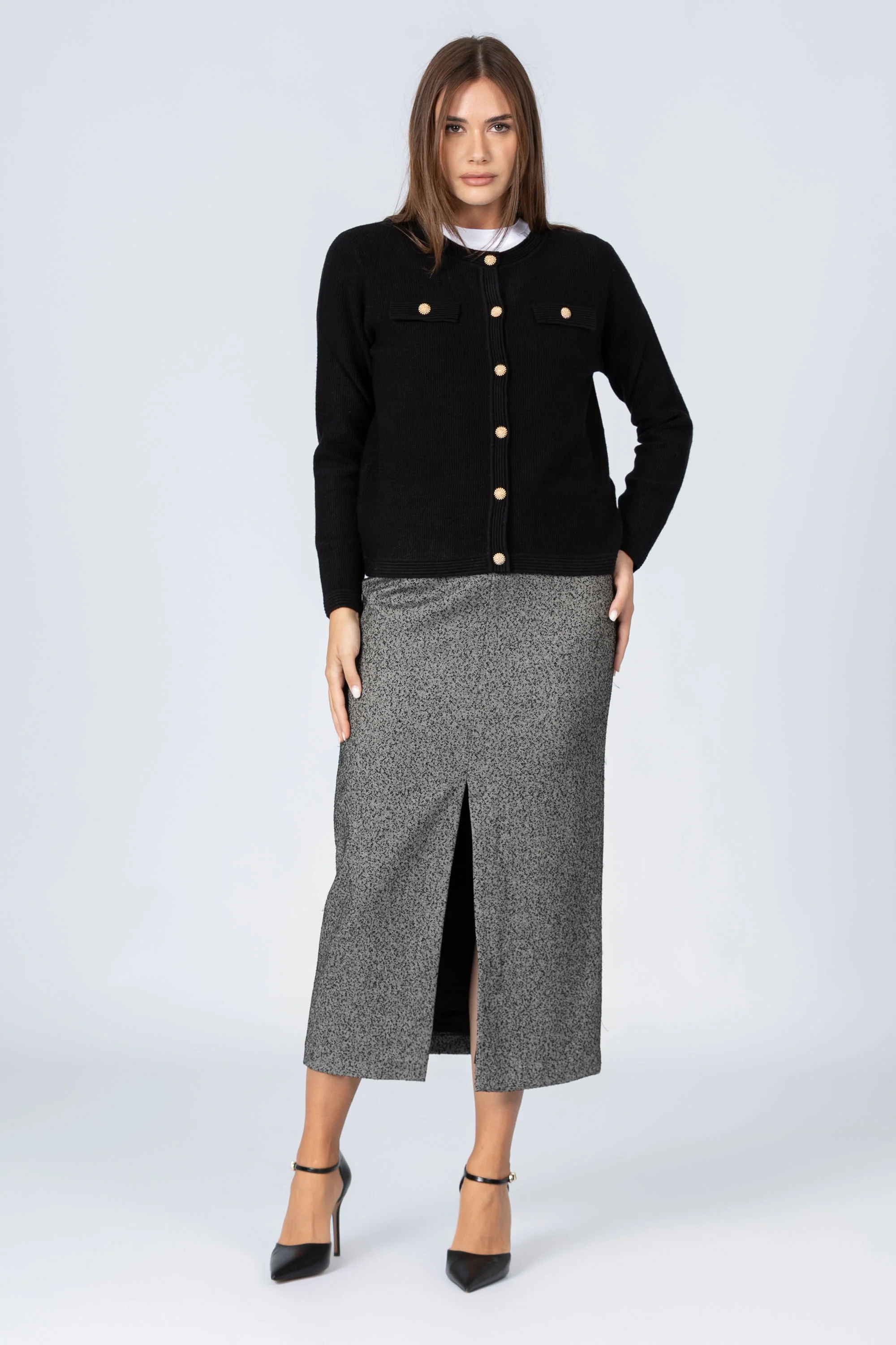 Maglia cardigan con bottoni dorati - MAGLIA CARDIGAN M/L FLORENZAX - Image 6