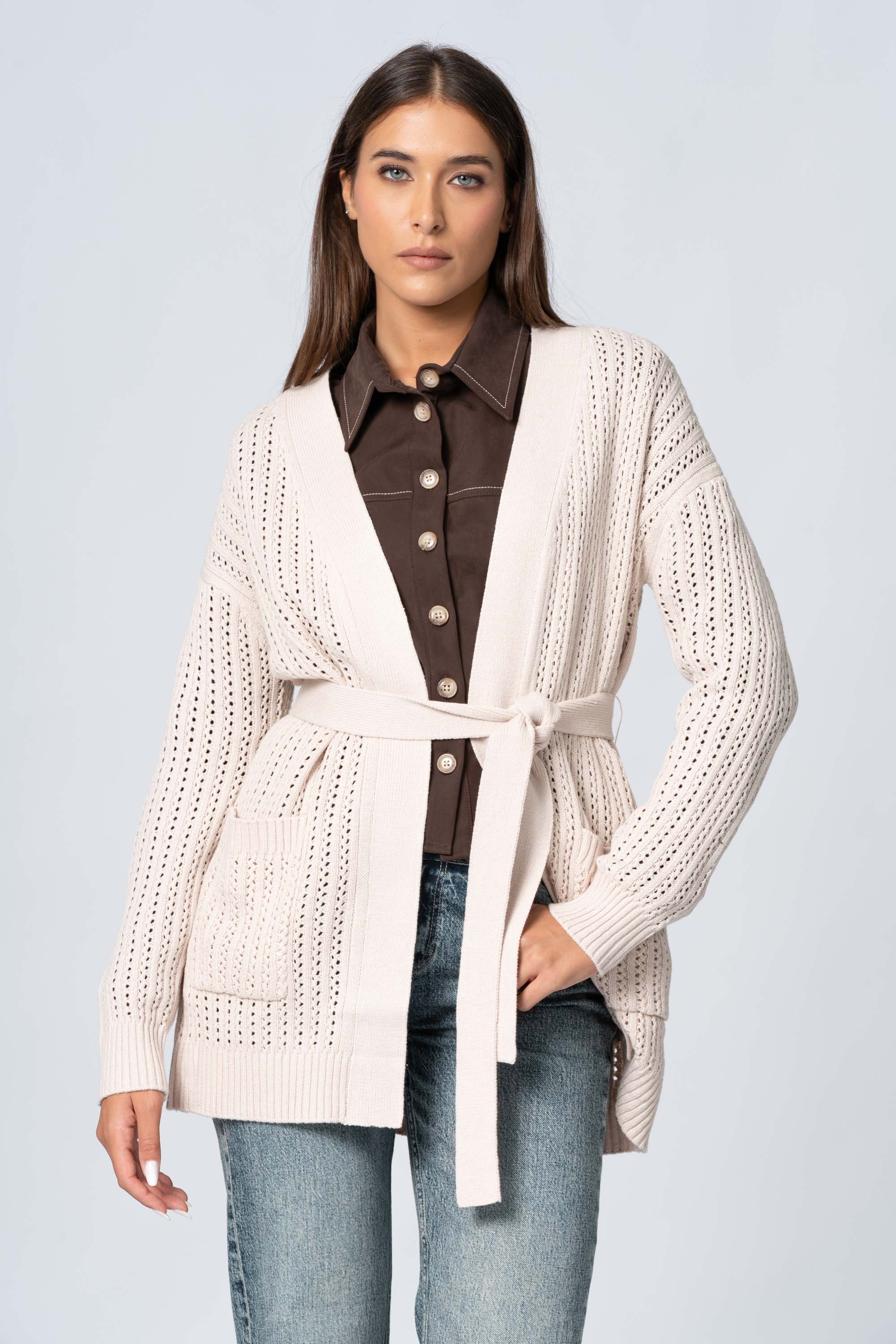 Maglia cardigan con cintura - Maglia Cardigan M/L JUANITAX - Image 5