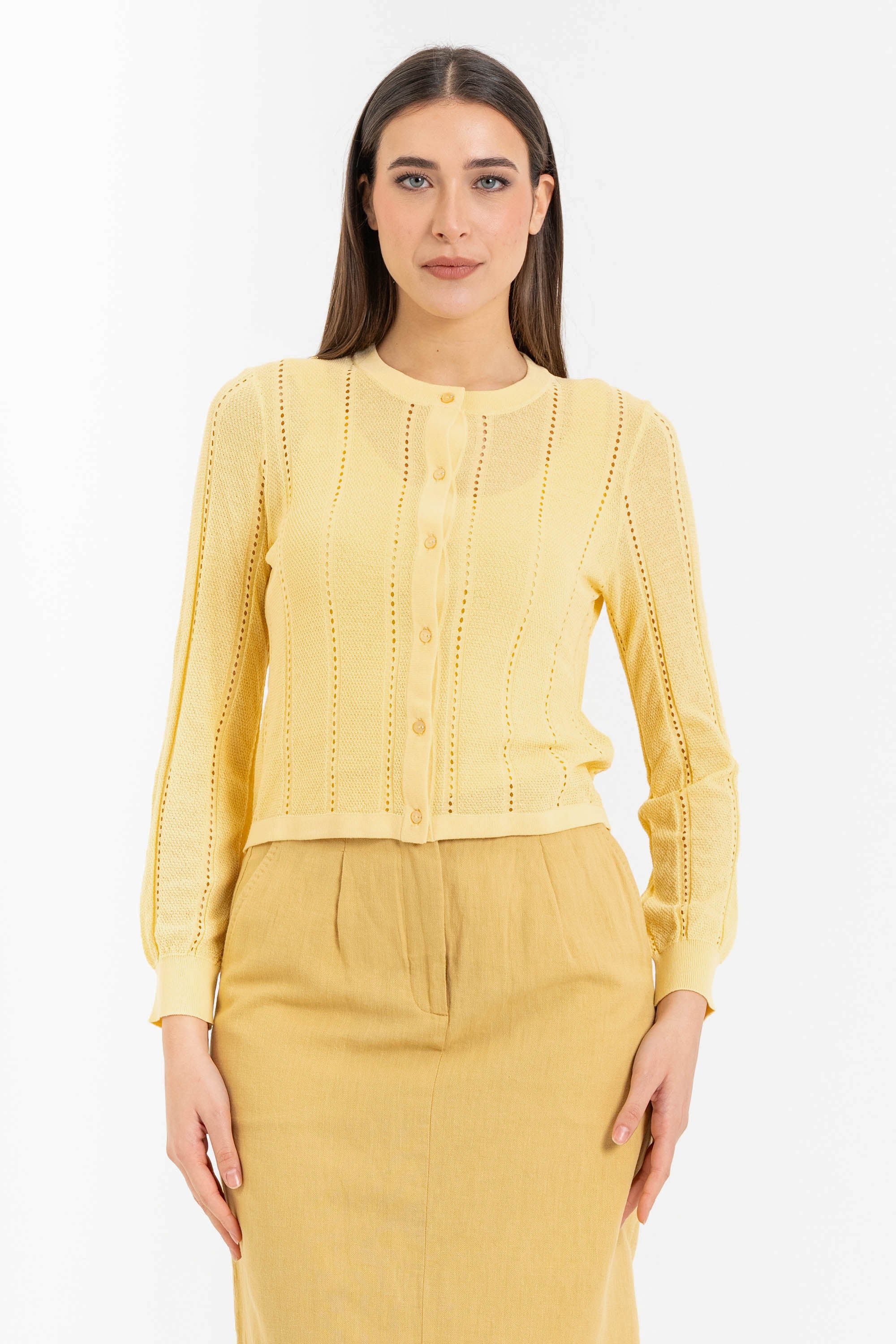 Maglia cardigan con scollo tondo - Maglia Cardigan M/L KALEINACX
