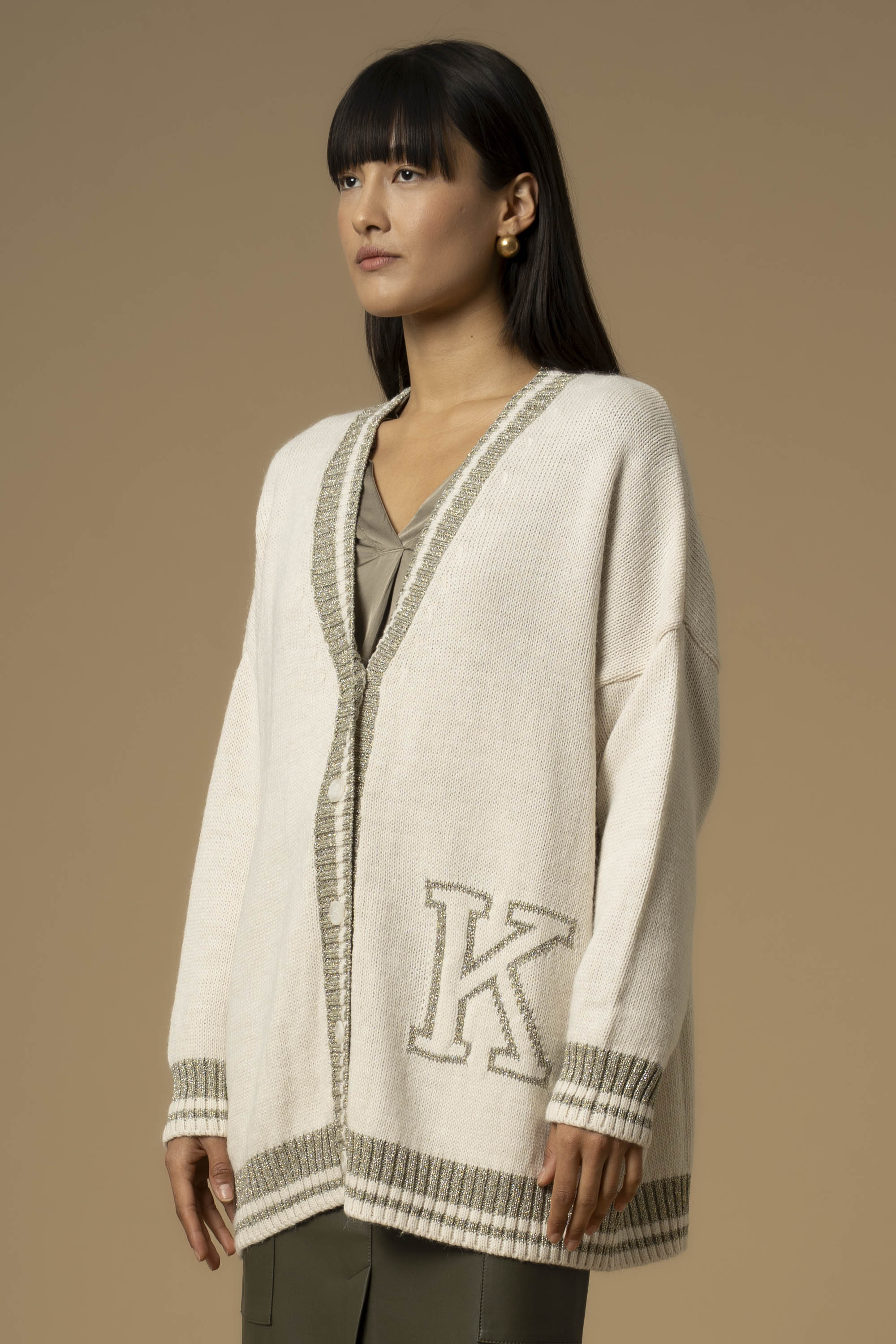 Maglia cardigan stile college - Maglia M/L Ieso - Image 3