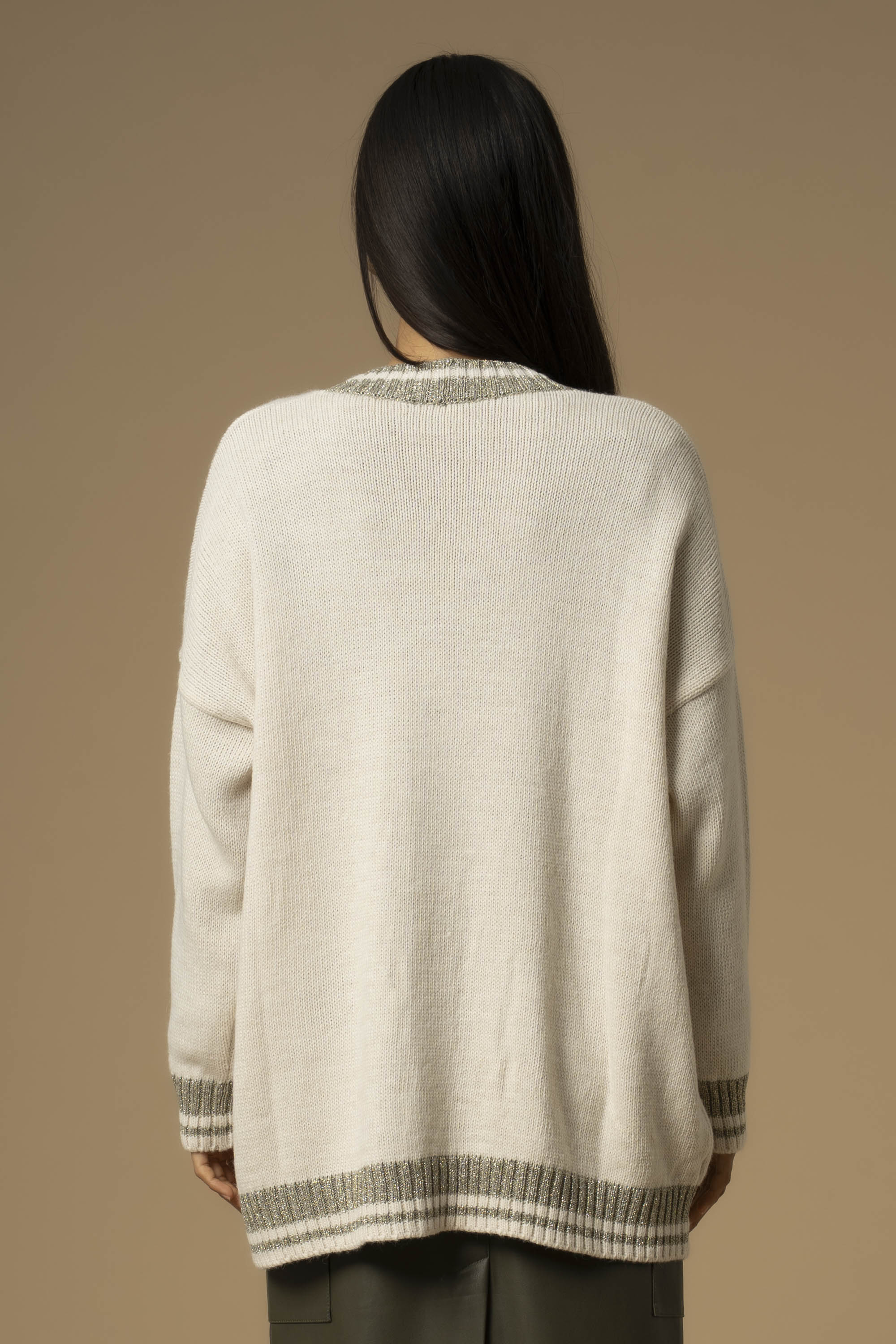 Maglia cardigan stile college - Maglia M/L Ieso - Image 4