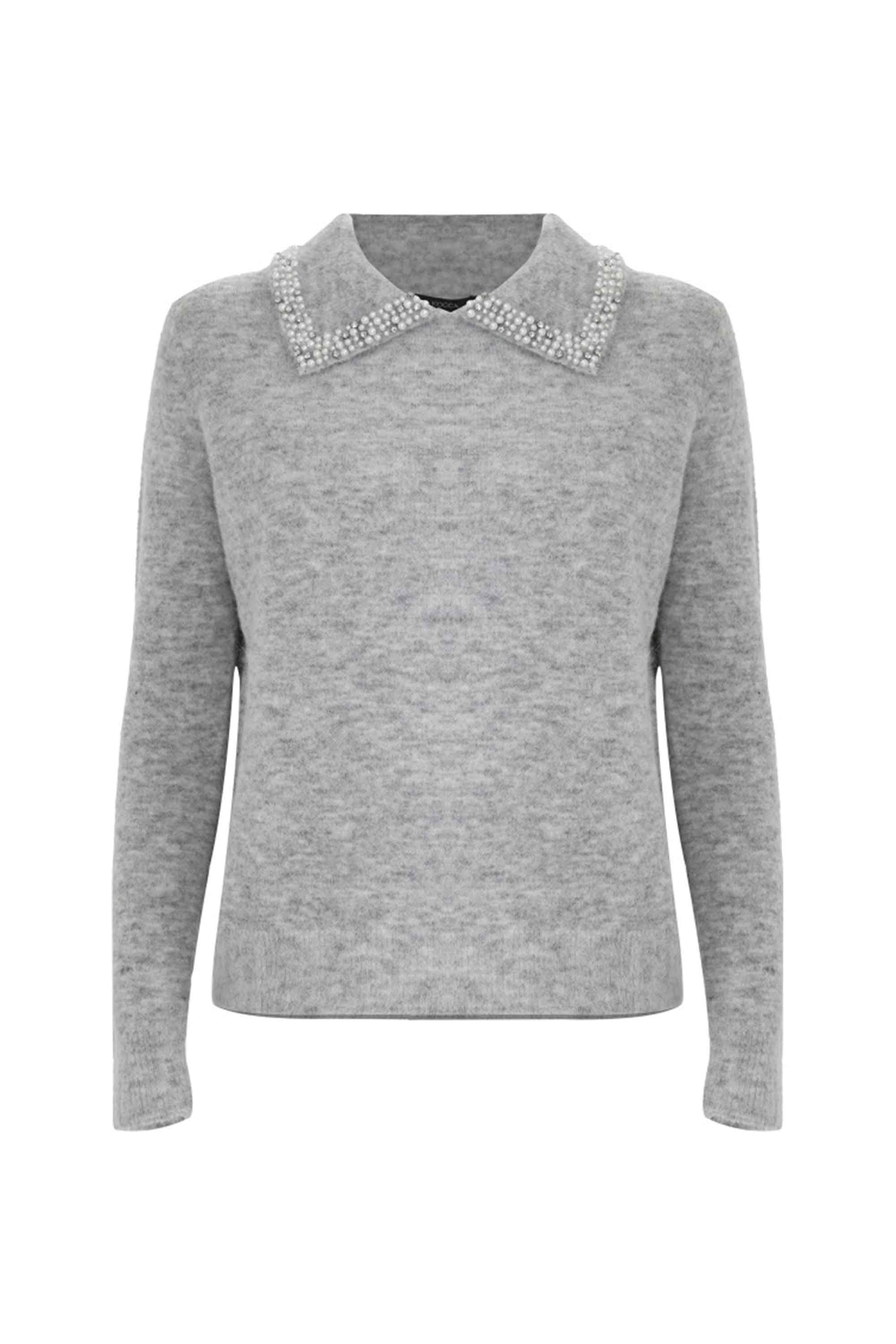 Maglia con colletto a punta e perle - Maglia M/L Aralda - Image 5
