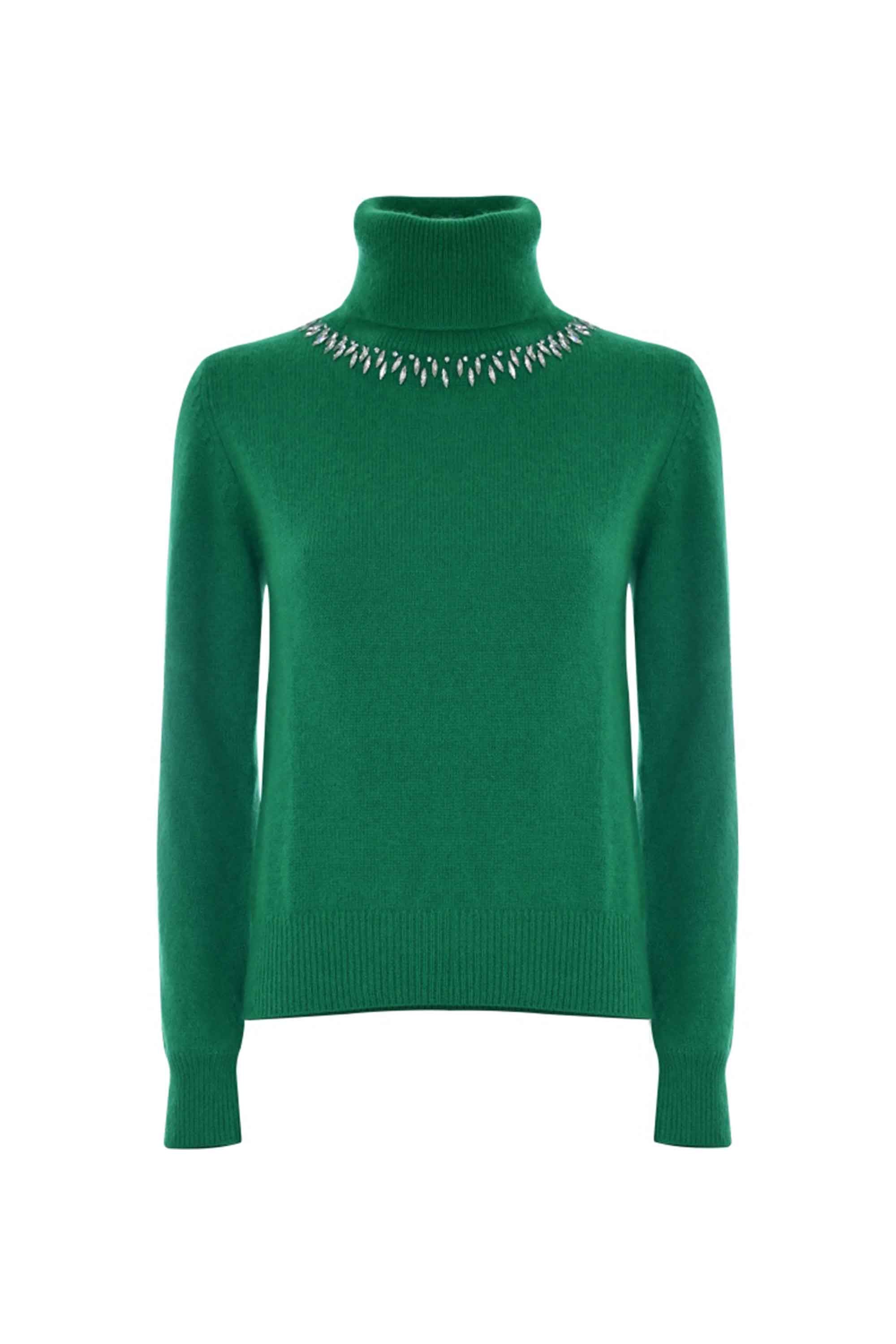 Maglia a collo alto con collier in pietre - Maglia M/L Con Applicazione Birk - Image 5