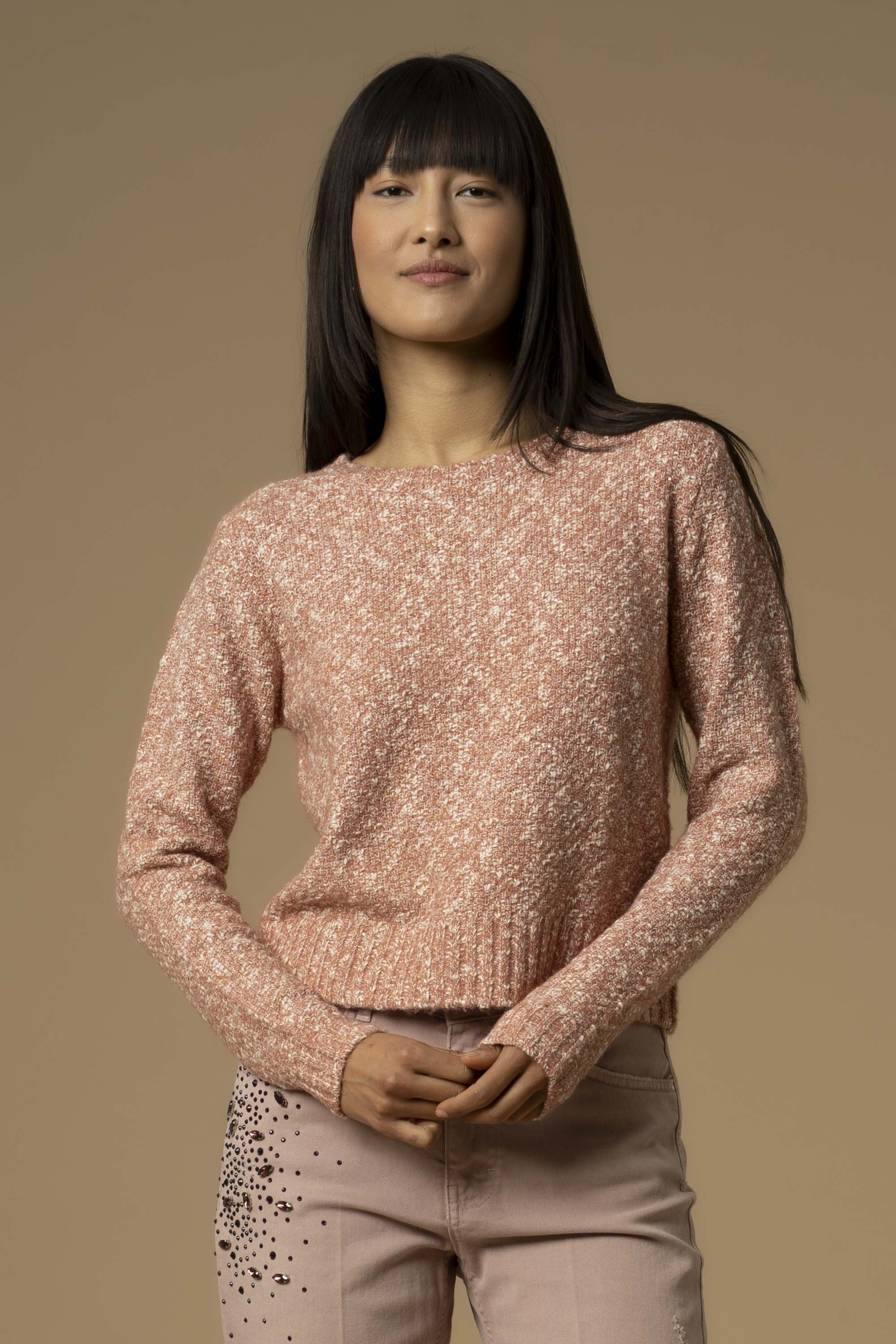 Maglia corta con trama melange - Maglia M/L Mielina