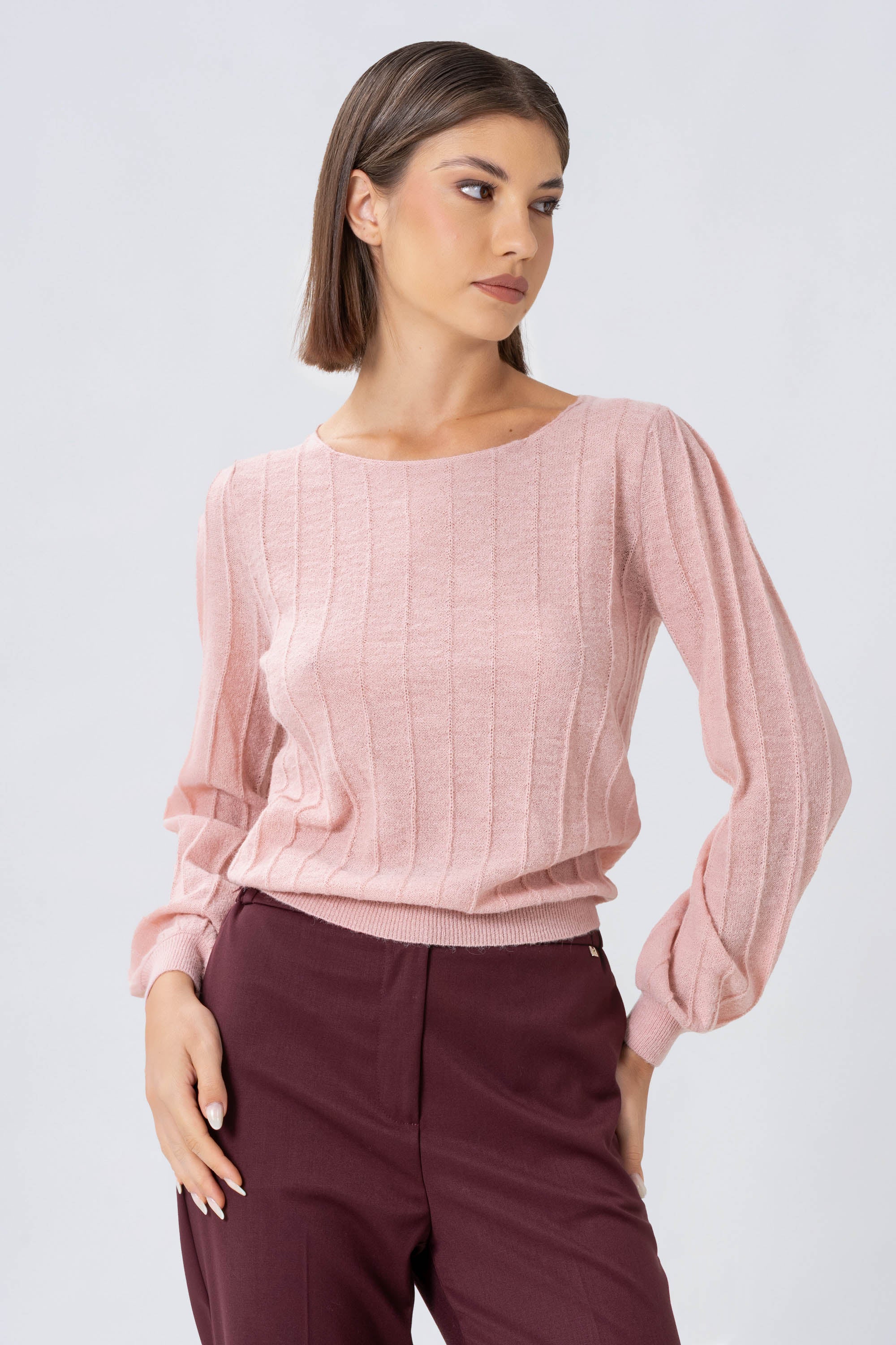 Maglia a coste con maniche balloon - MAGLIA M/L ELAINEX