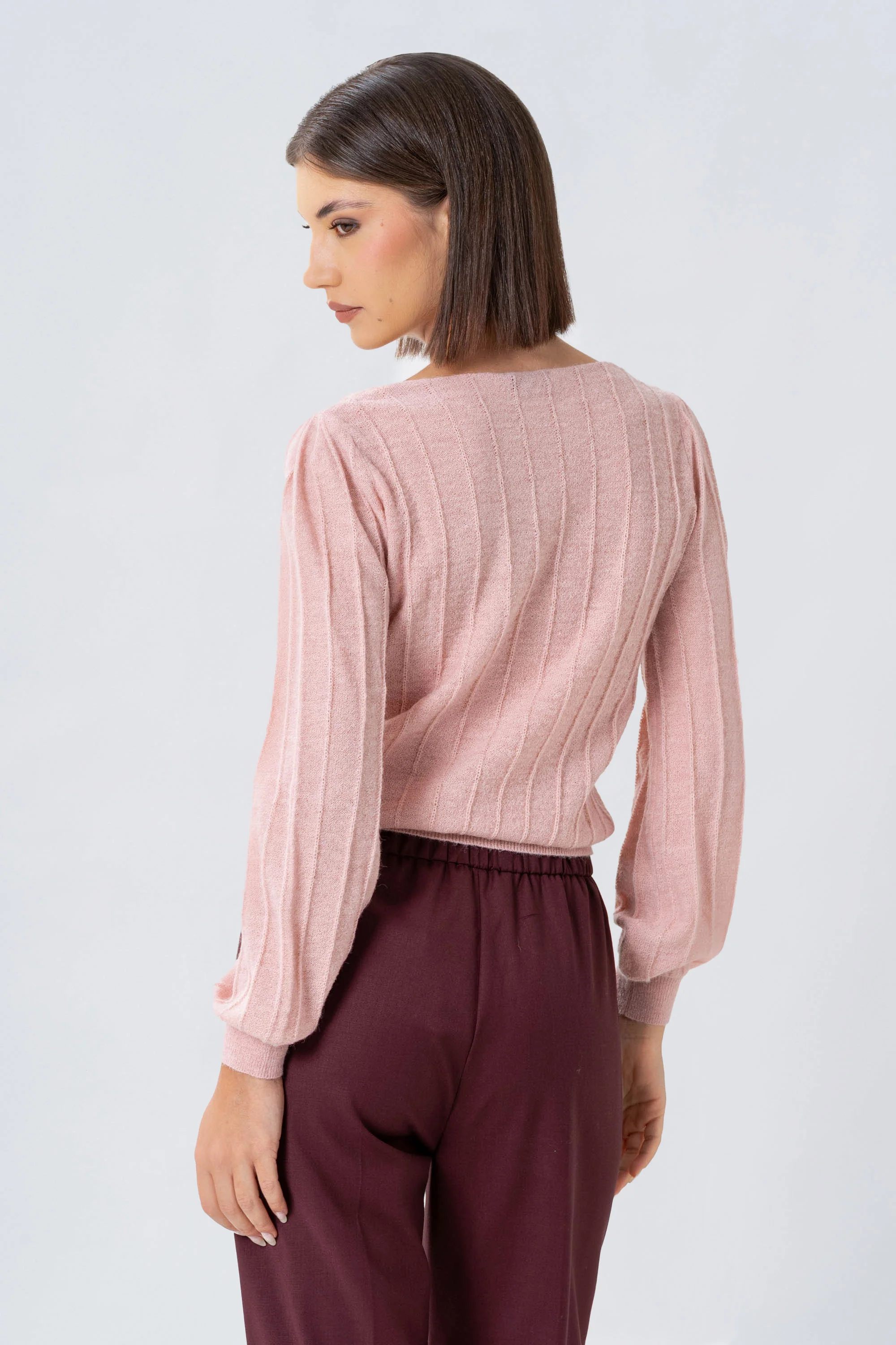 Maglia a coste con maniche balloon - MAGLIA M/L ELAINEX - Image 4