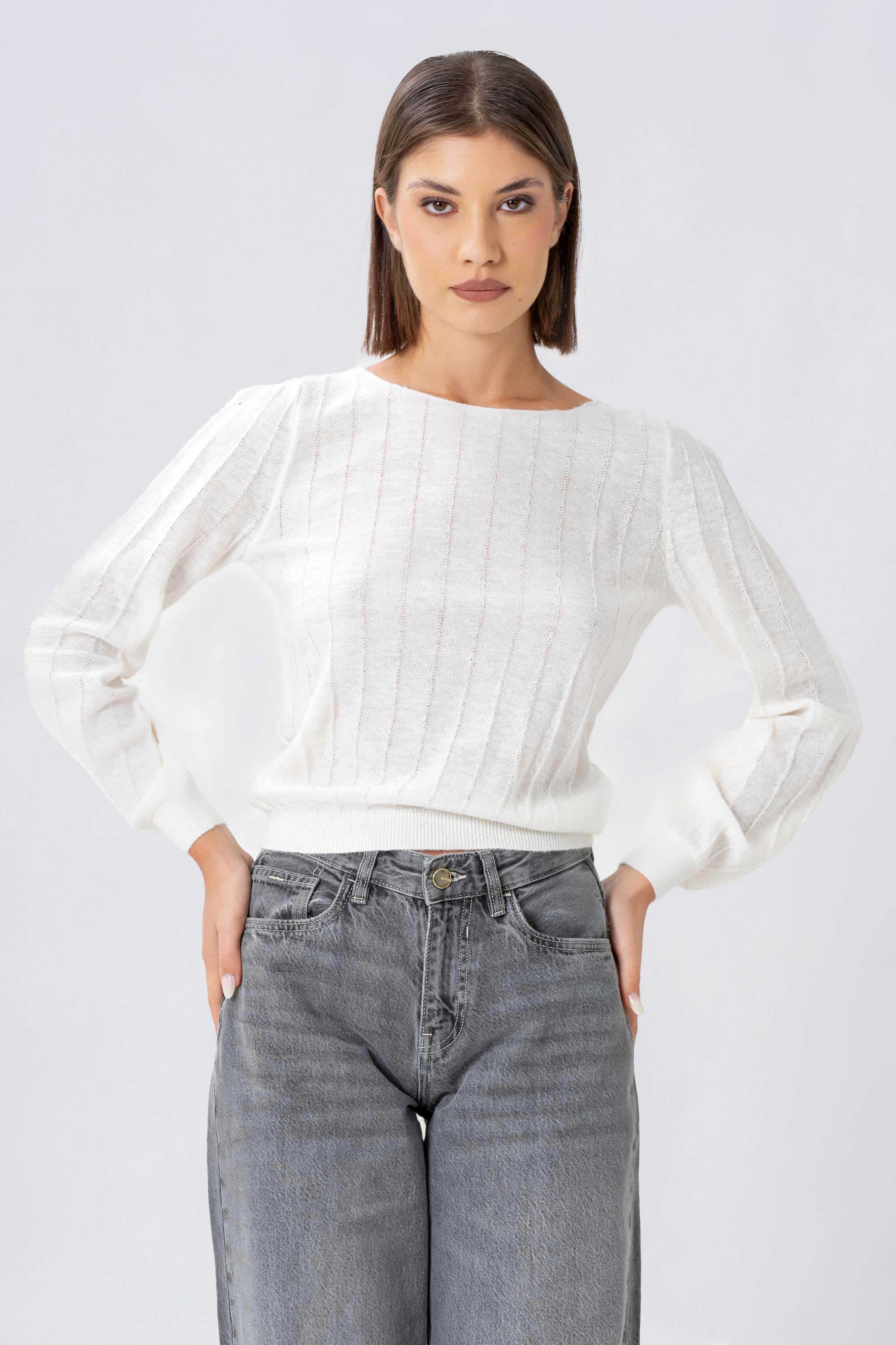 Maglia a coste con maniche balloon - MAGLIA M/L ELAINEX - Image 5
